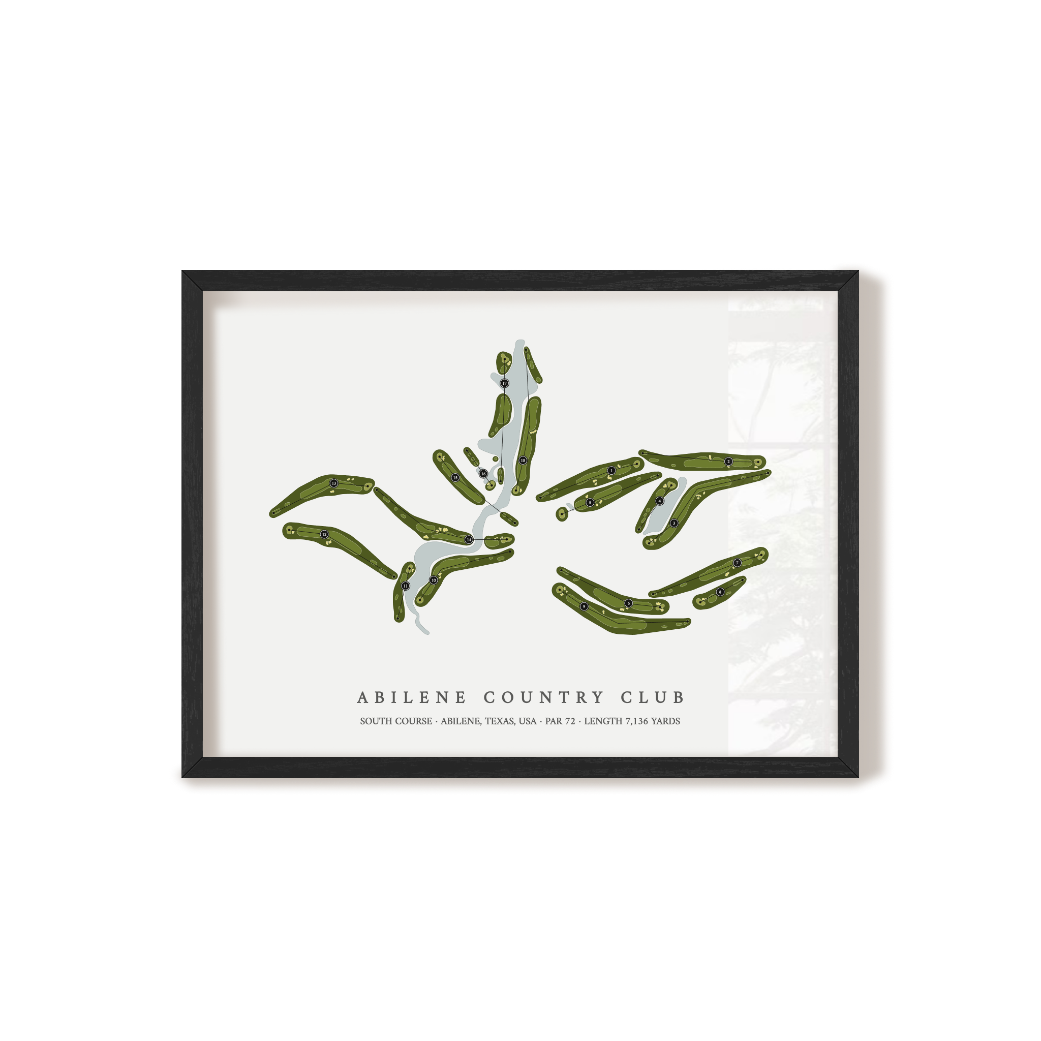 Abilene Country Club - South Course | Golf Course Map | Black Frame
