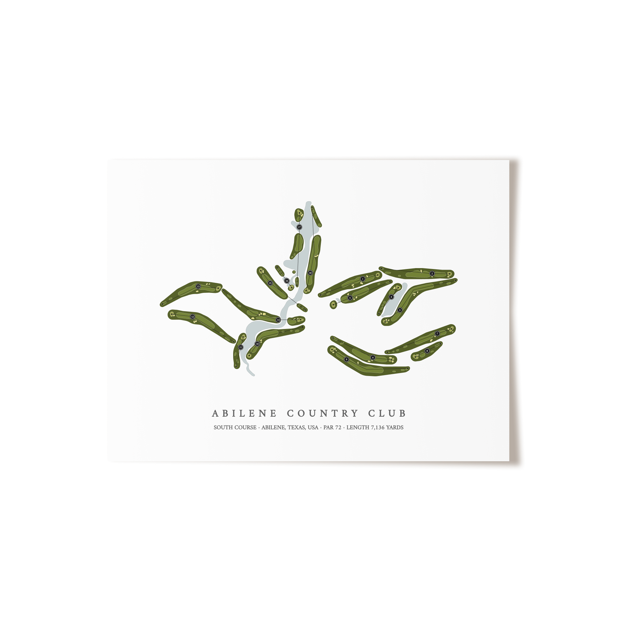 Abilene Country Club - South Course | Golf Course Map | Unframed