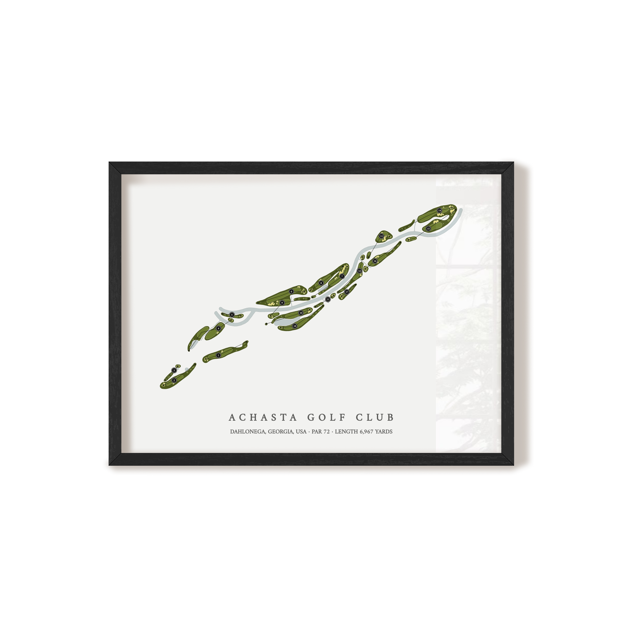 Achasta Golf Club | Golf Course Map | Black Frame