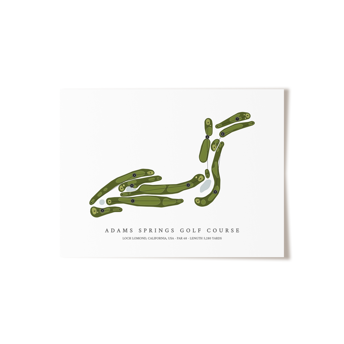Adams Springs Golf Course | Golf Course Map | Unframed