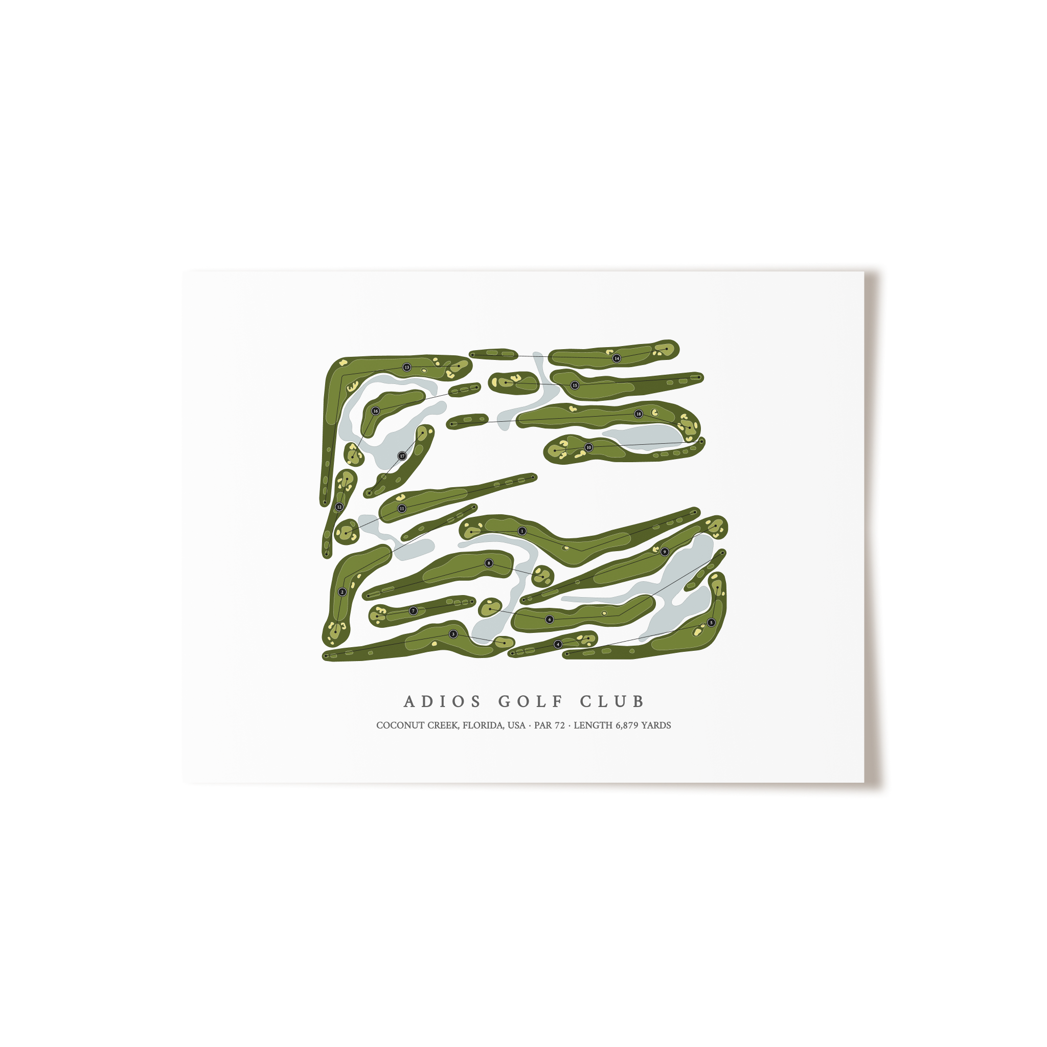Adios Golf Club | Golf Course Map | Unframed