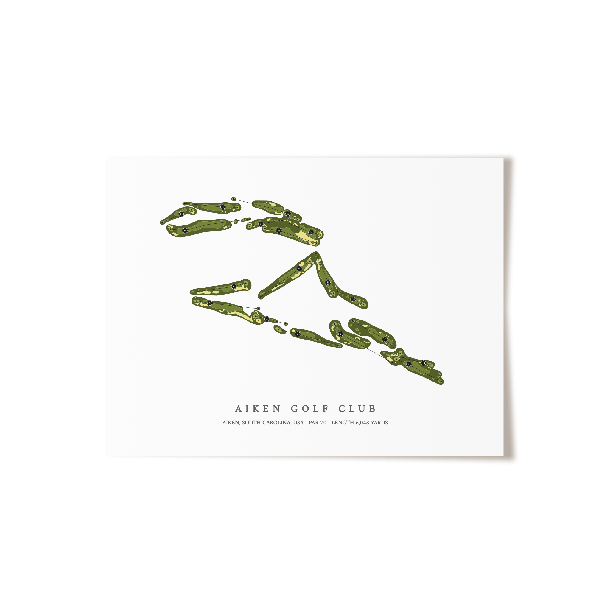 Aiken Golf Club | Golf Course Map | Unframed