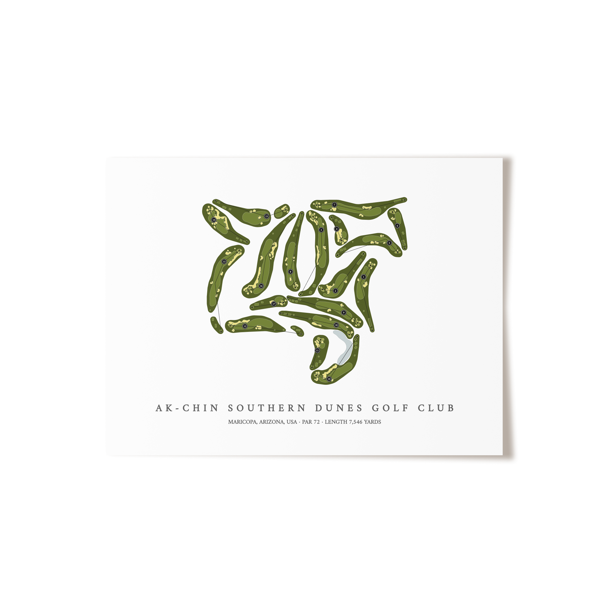 Ak-Chin Southern Dunes Golf Club | Golf Course Map | Unframed