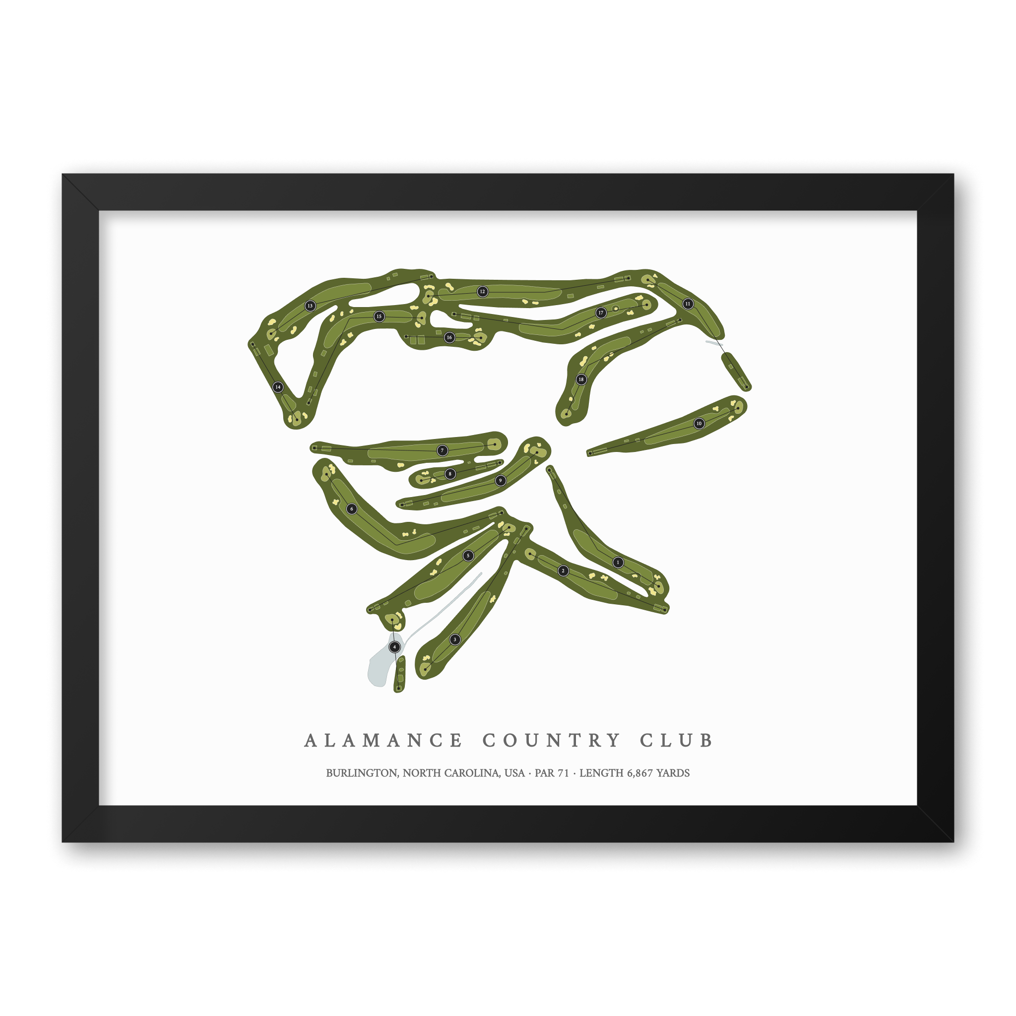 Alamance Country Club | Golf Course Map | Black Frame