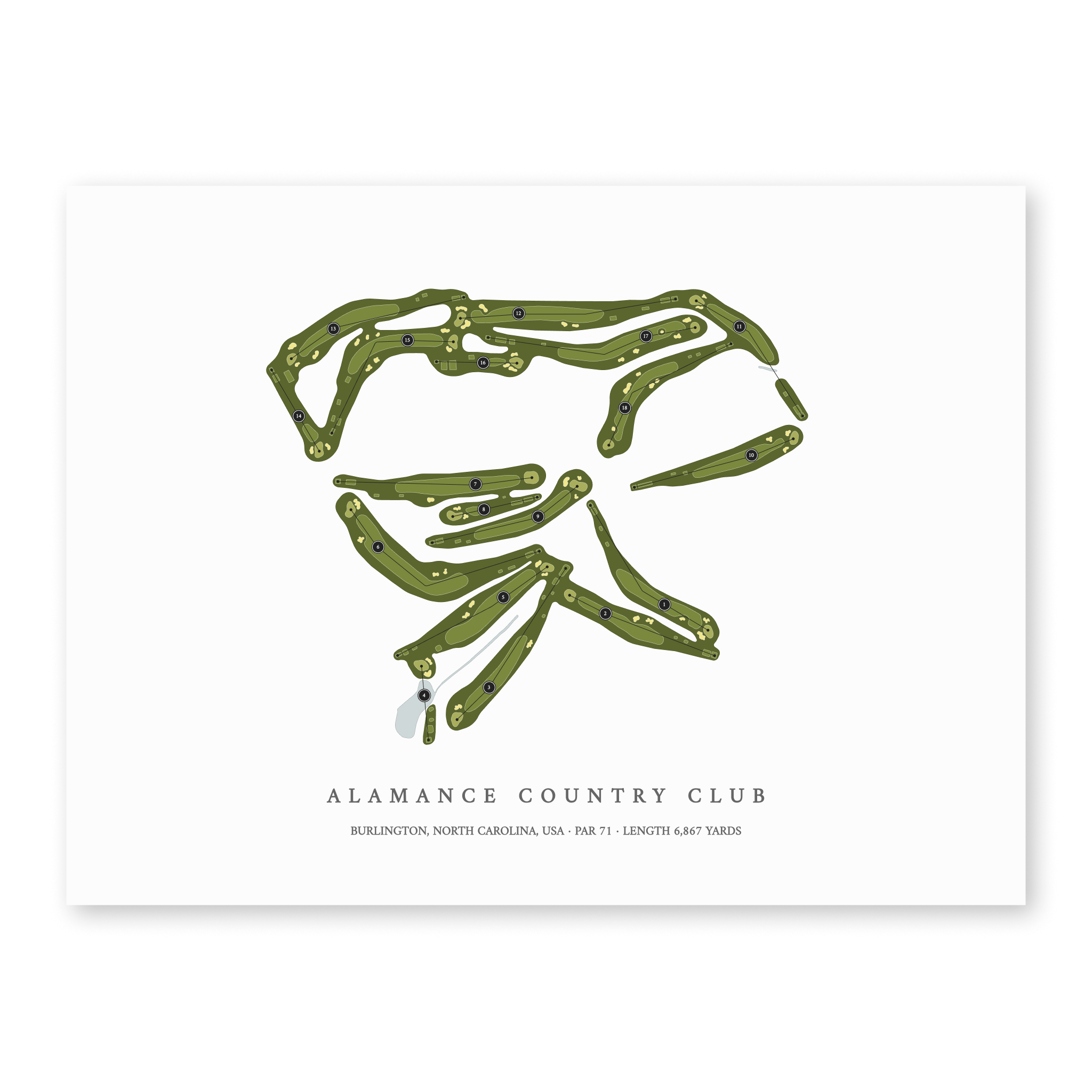 Alamance Country Club | Golf Course Map | Unframed