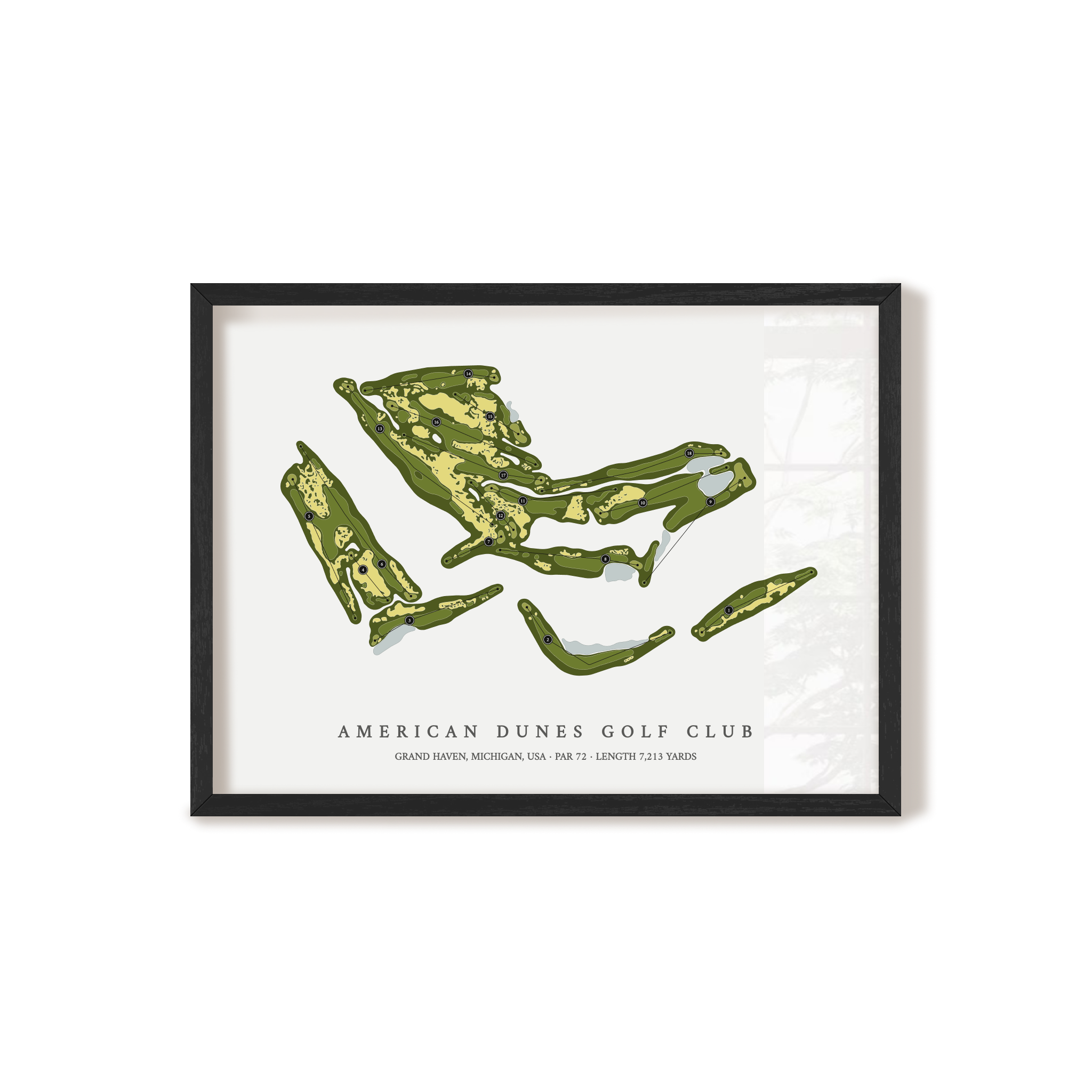 American Dunes Golf Club | Golf Course Map | Black Frame