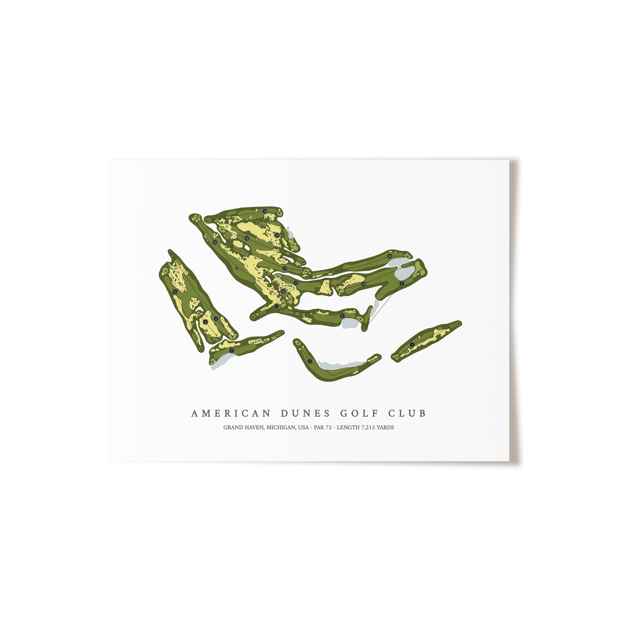 American Dunes Golf Club | Golf Course Map | Unframed