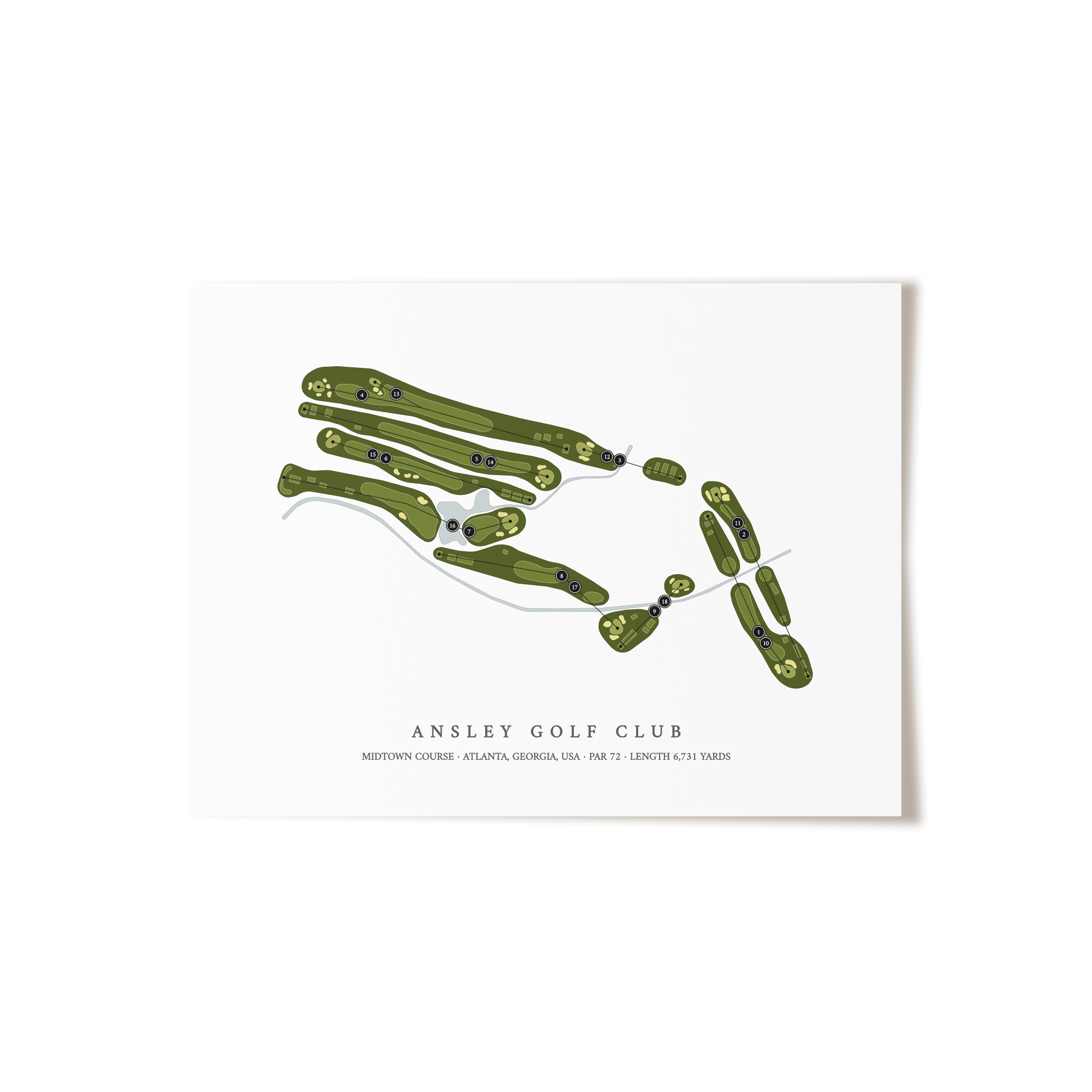 Ansley Golf Club - Midtown Course | Golf Course Map | Unframed