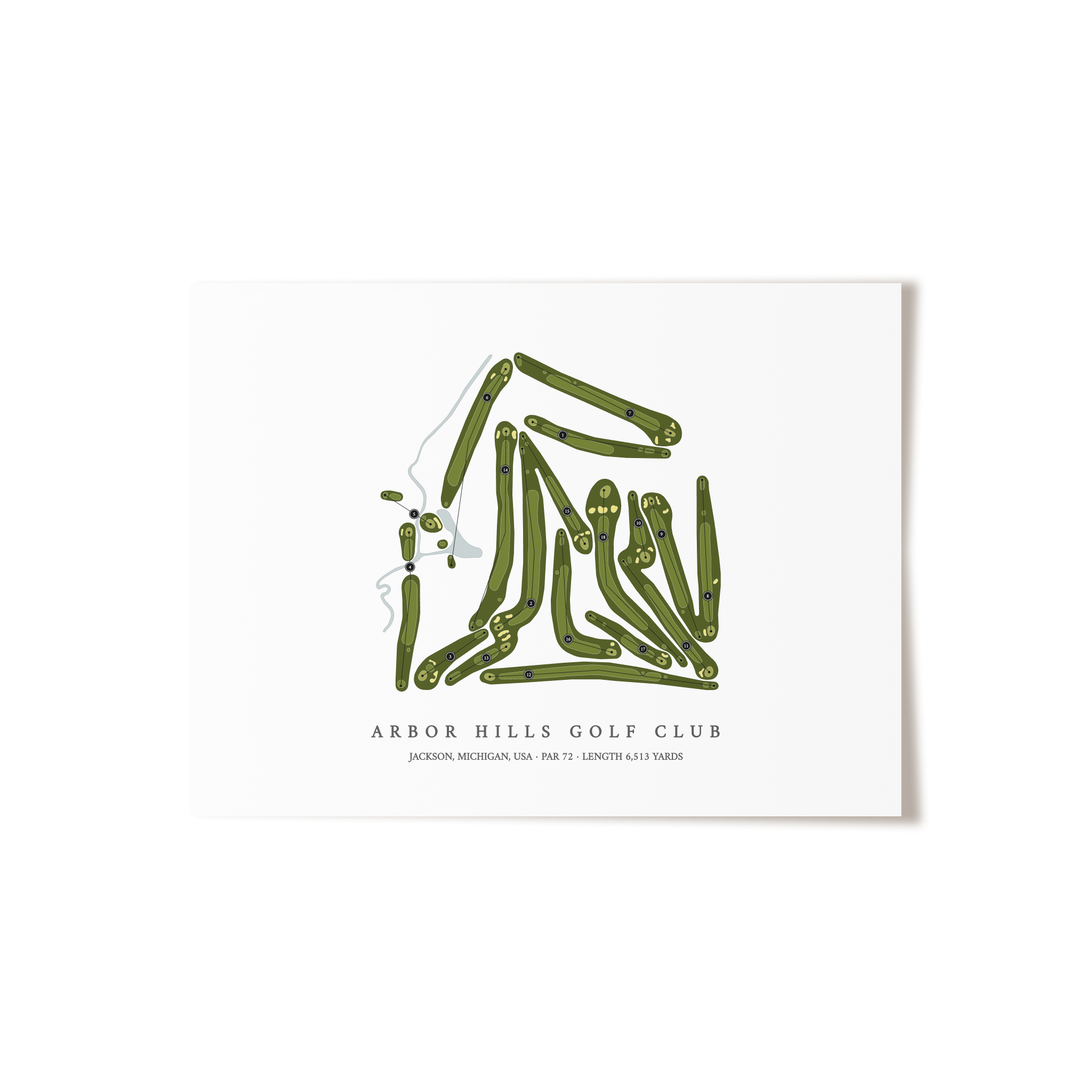 Arbor Hills Golf Club | Golf Course Map | Unframed