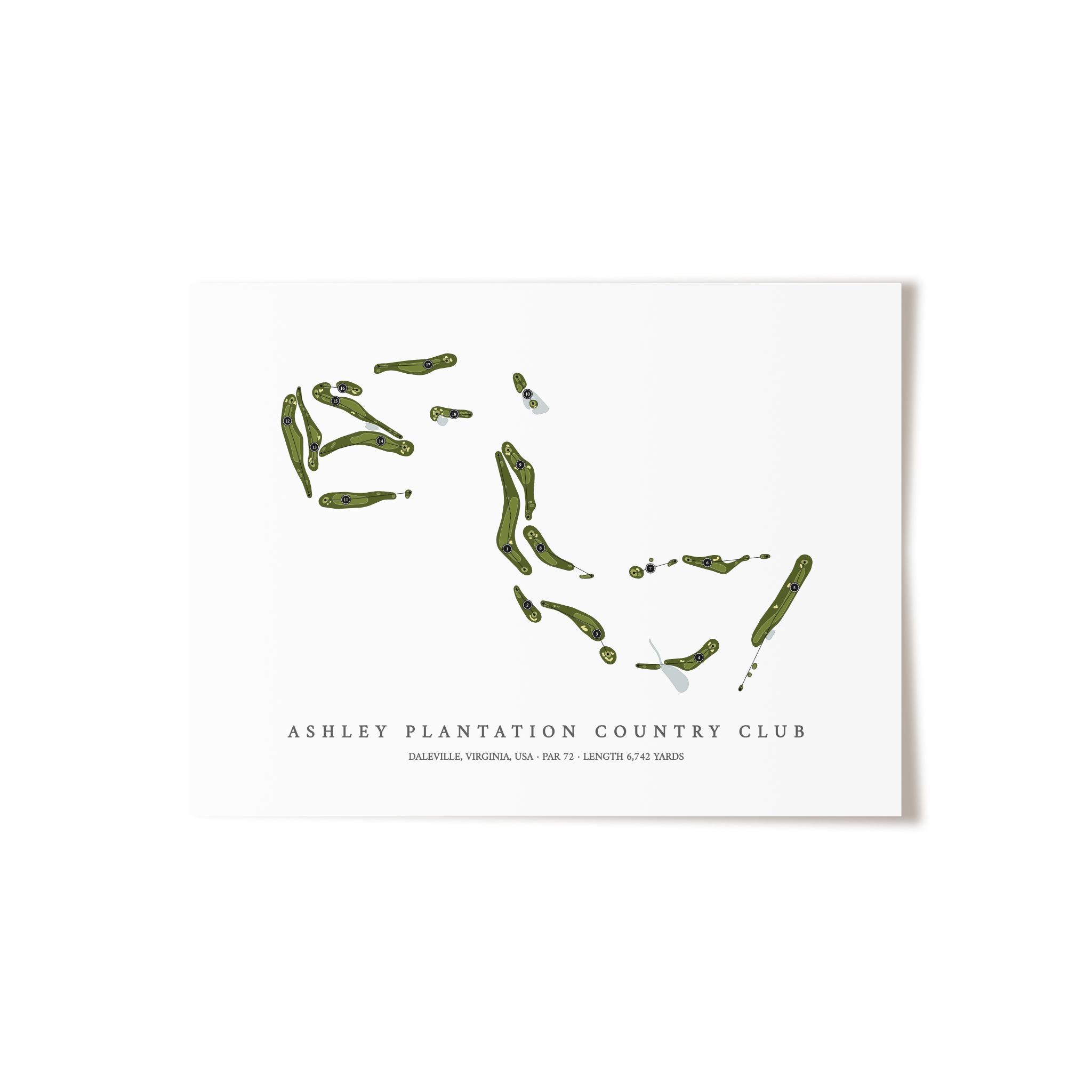 Ashley Plantation Country Club | Golf Course Map | Unframed