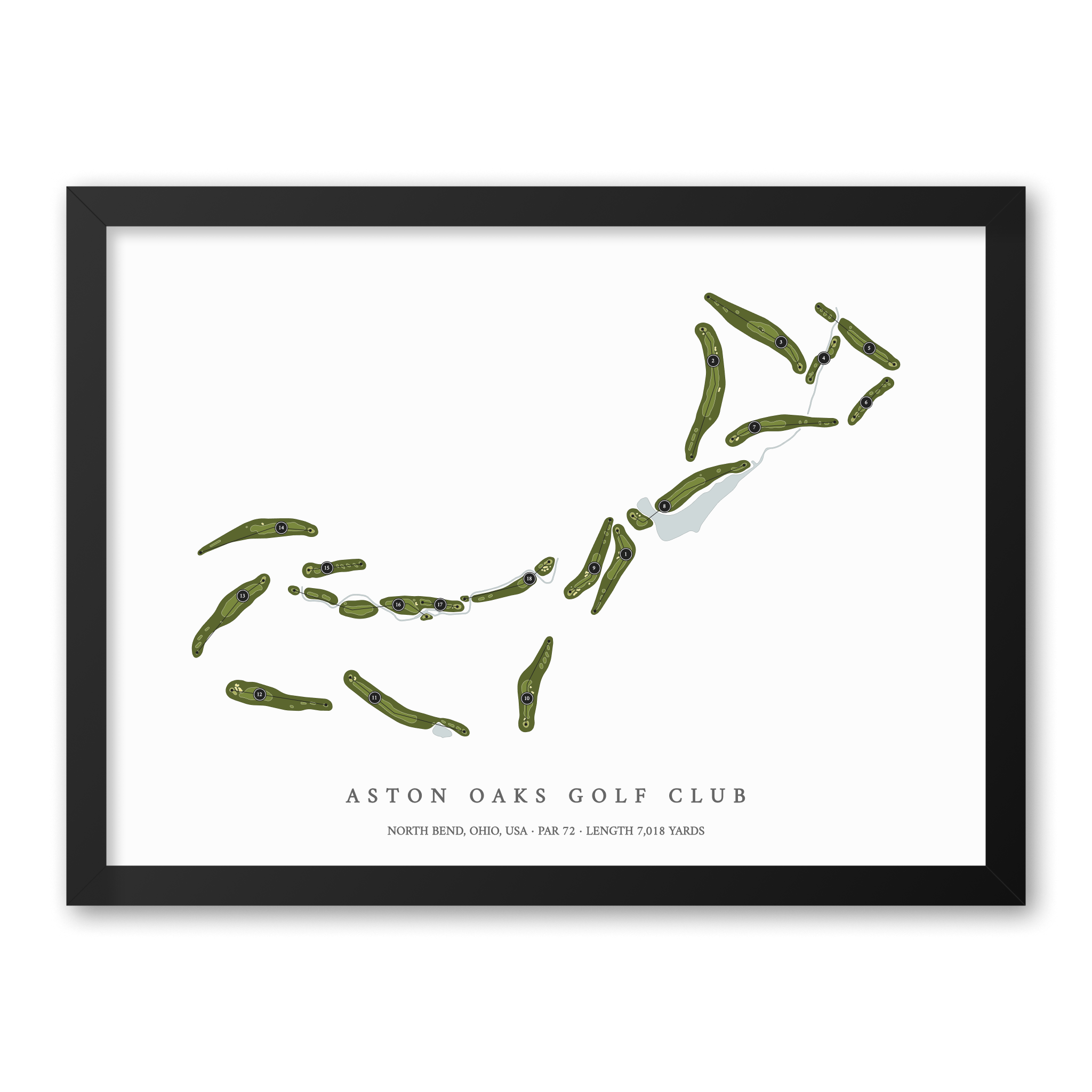 Aston Oaks Golf Club | Golf Course Map | Black Frame