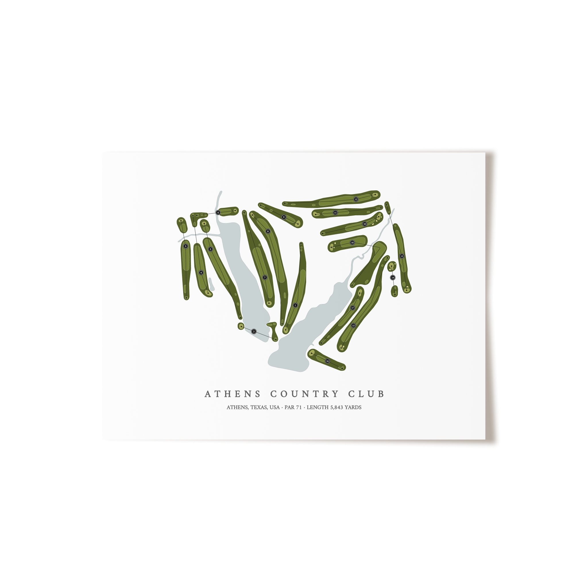 Athens Country Club | Golf Course Map | Unframed