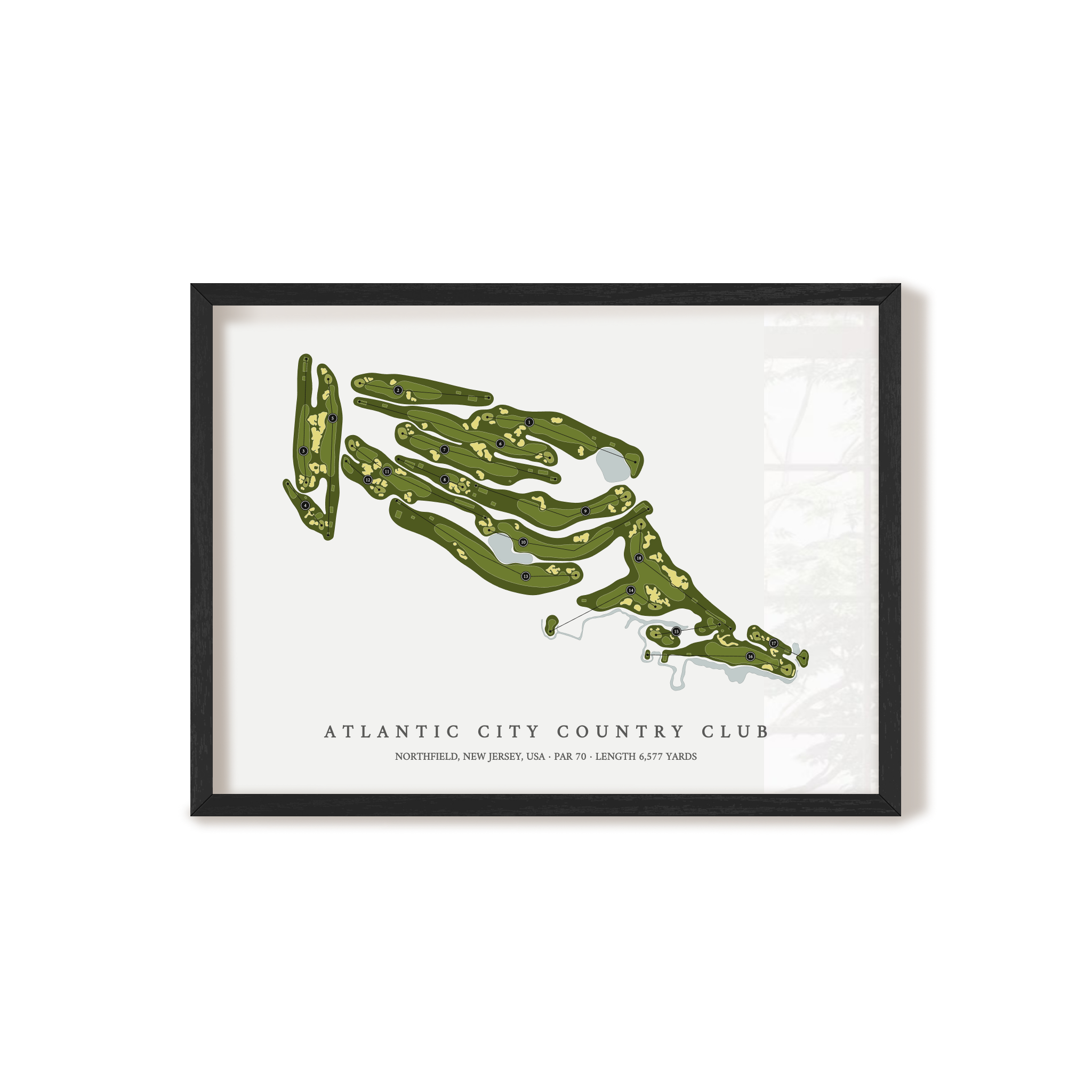 Atlantic City Country Club | Golf Course Map | Black Frame