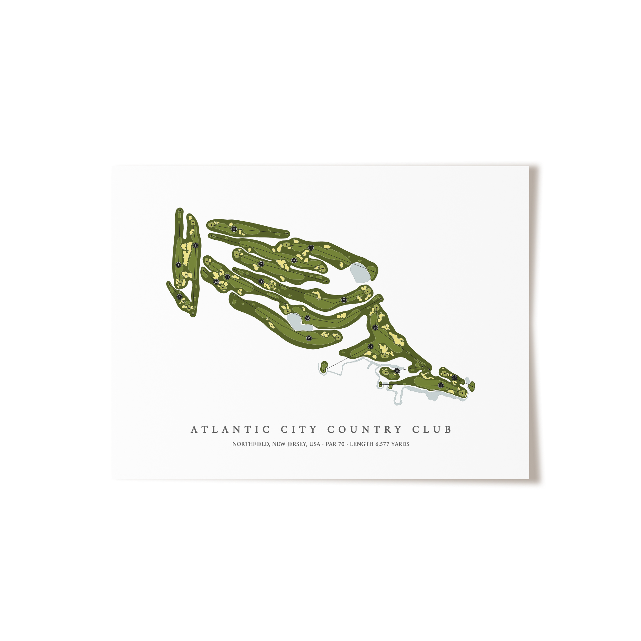 Atlantic City Country Club | Golf Course Map | Unframed