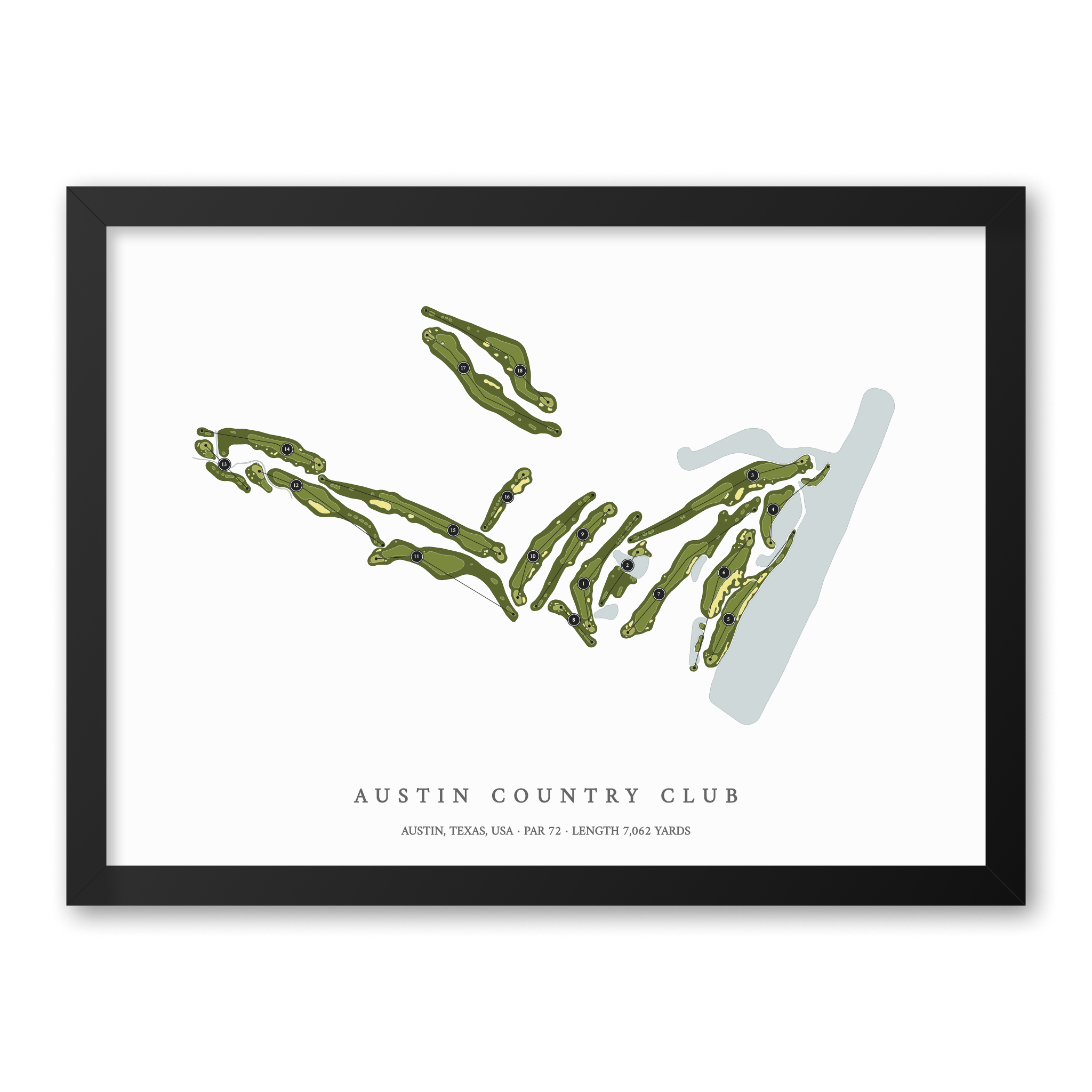Austin Country Club | Golf Course Print | Black Frame