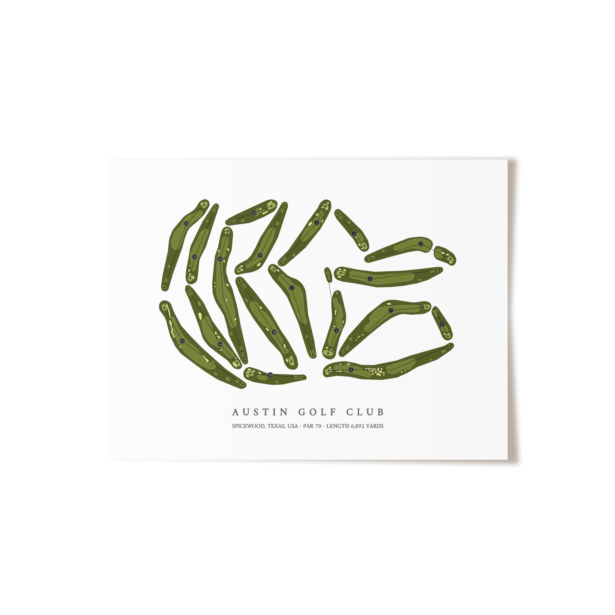 Austin Golf Club | Golf Course Map | Unframed