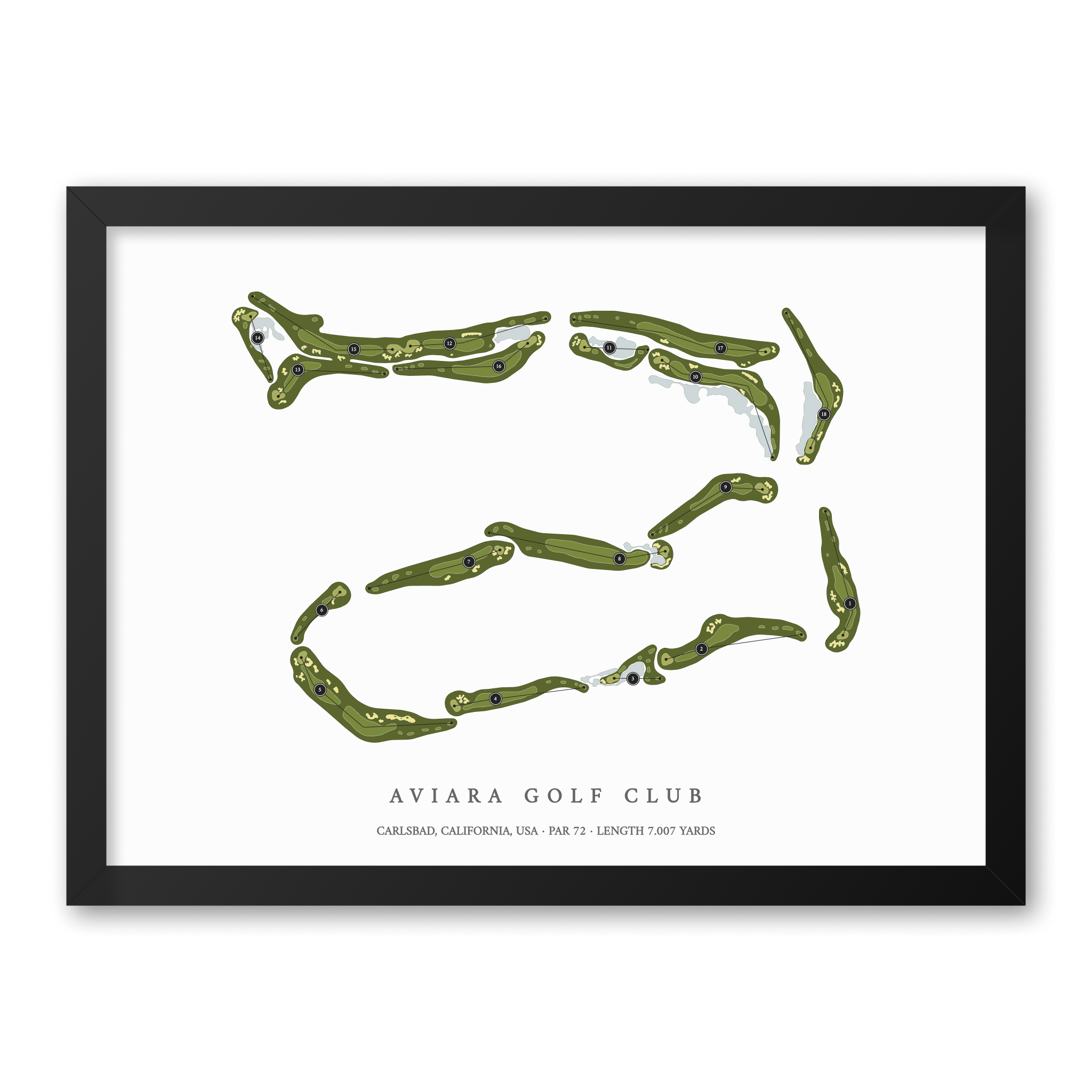 Aviara Golf Club | Golf Course Map | Black Frame