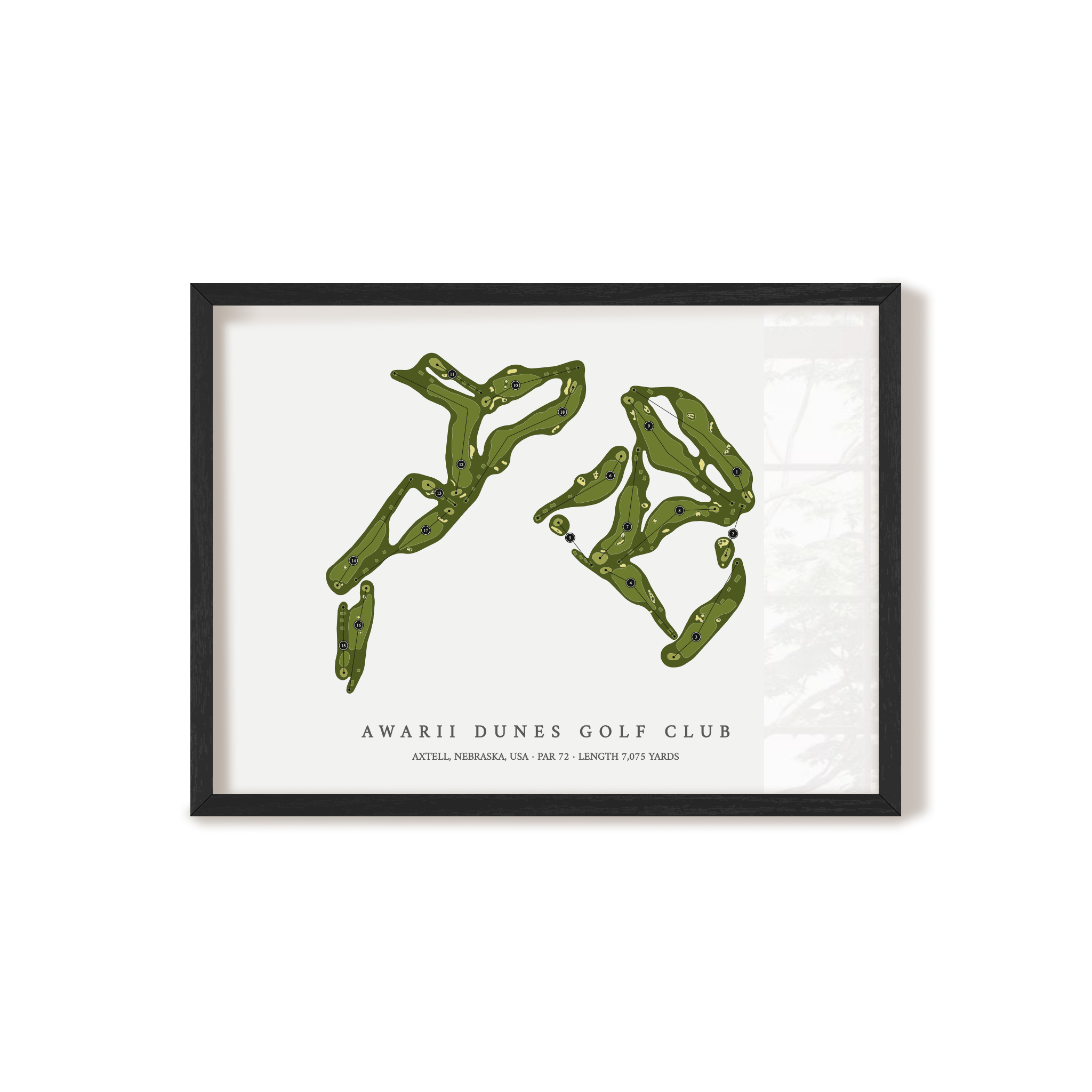Awarii Dunes Golf Club | Golf Course Map | Black Frame