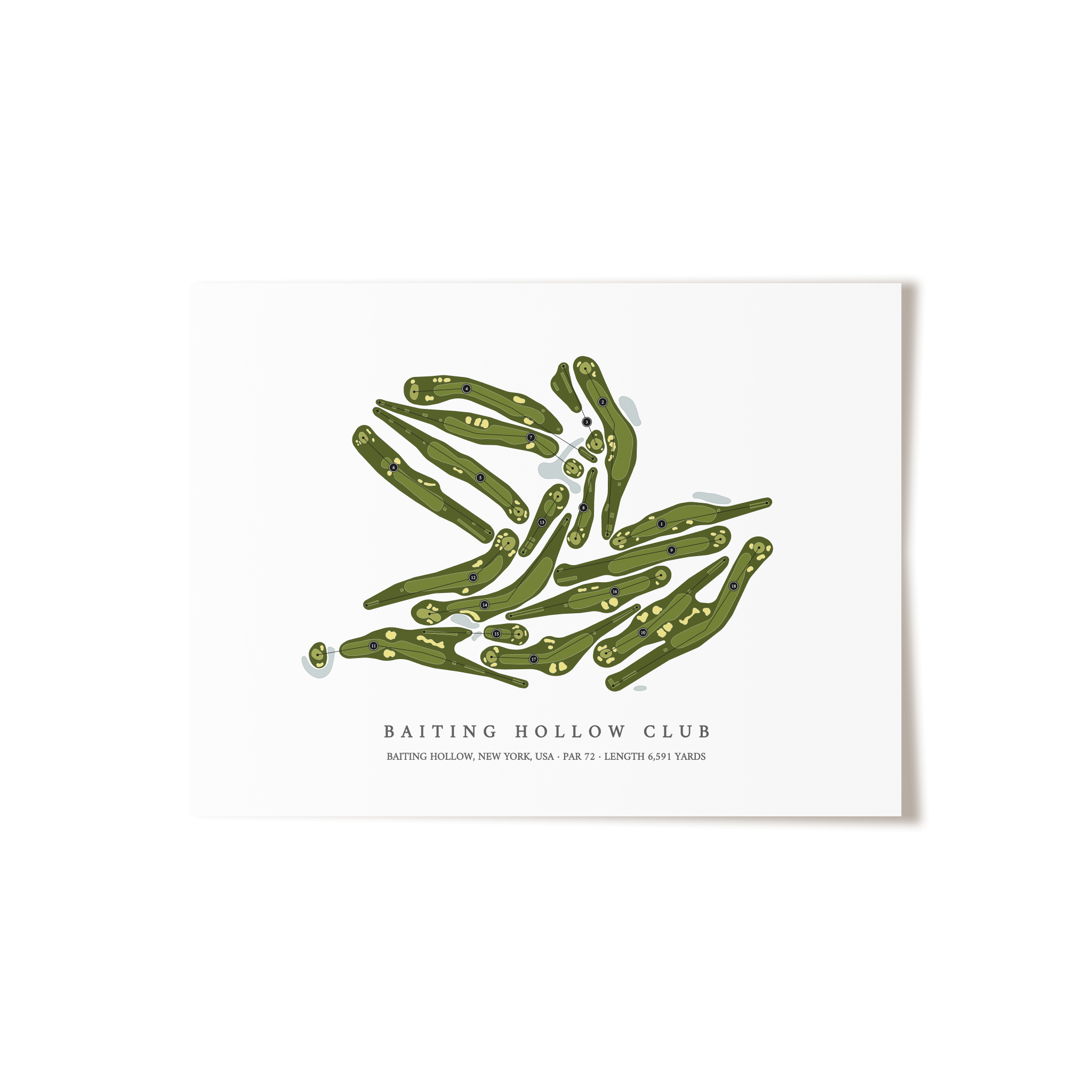Baiting Hollow Club | Golf Course Map | Unframed