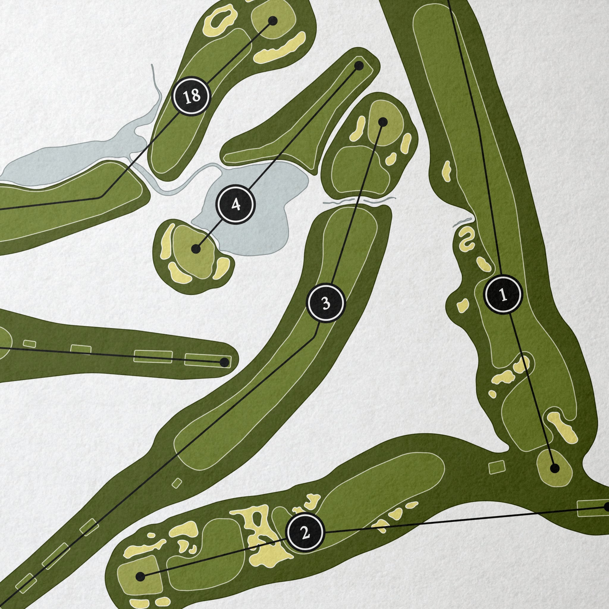 Baltusrol Golf Club - Lower Course | Golf Course Print | Close Up