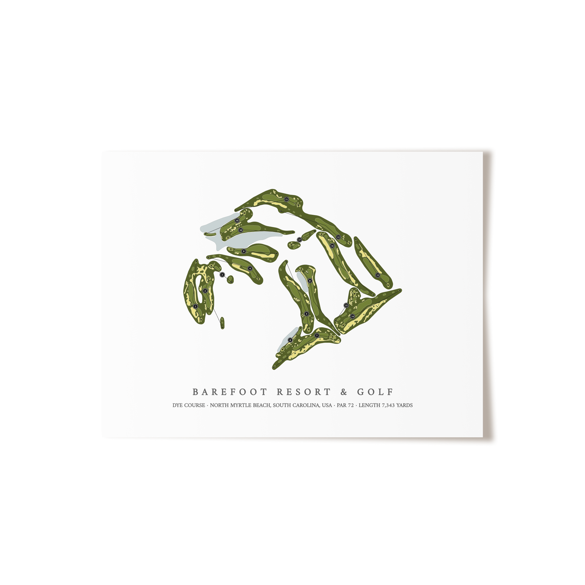 Barefoot Resort & Golf - Dye Course | Golf Course Map | Unframed