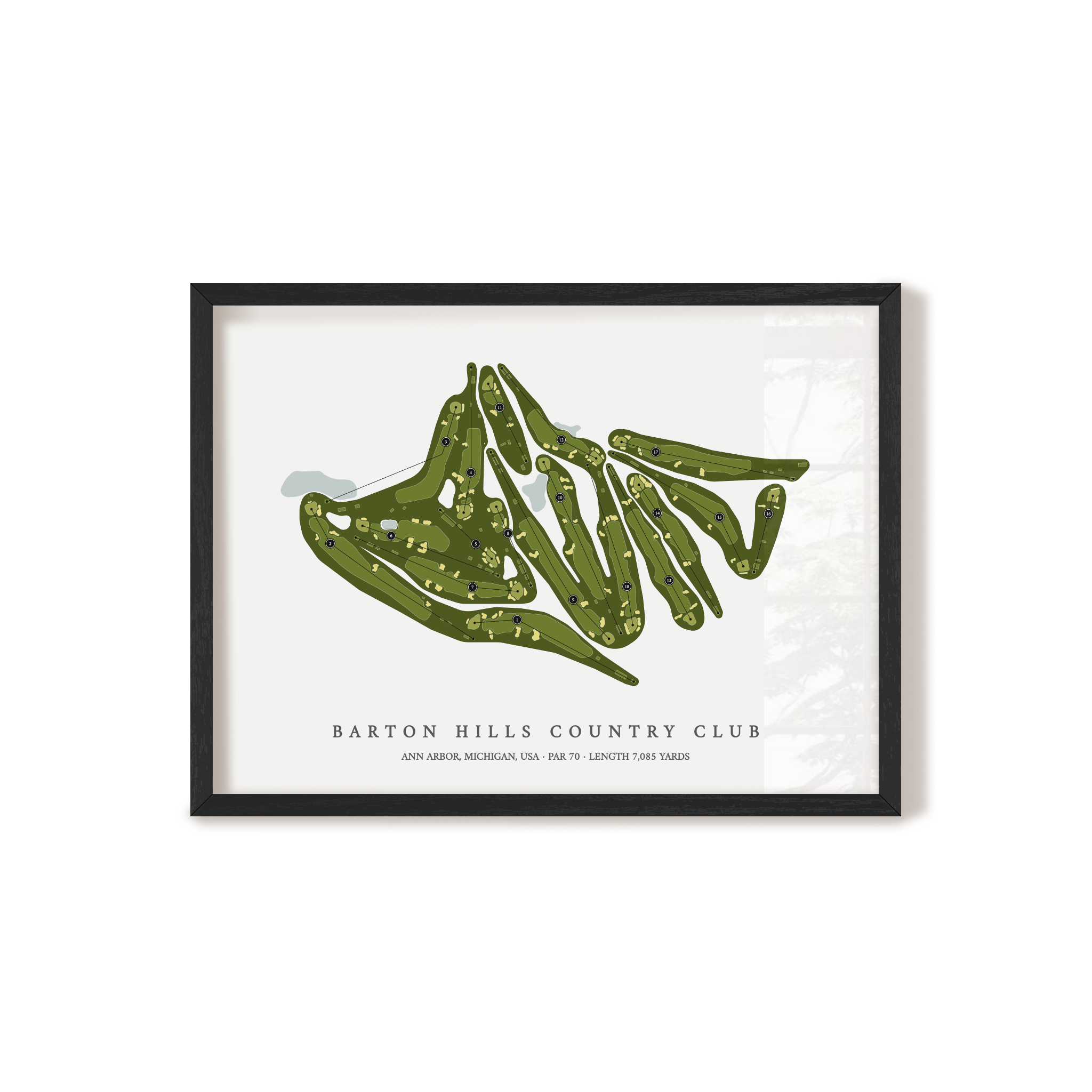 Barton Hills Country Club | Golf Course Print | Black Frame