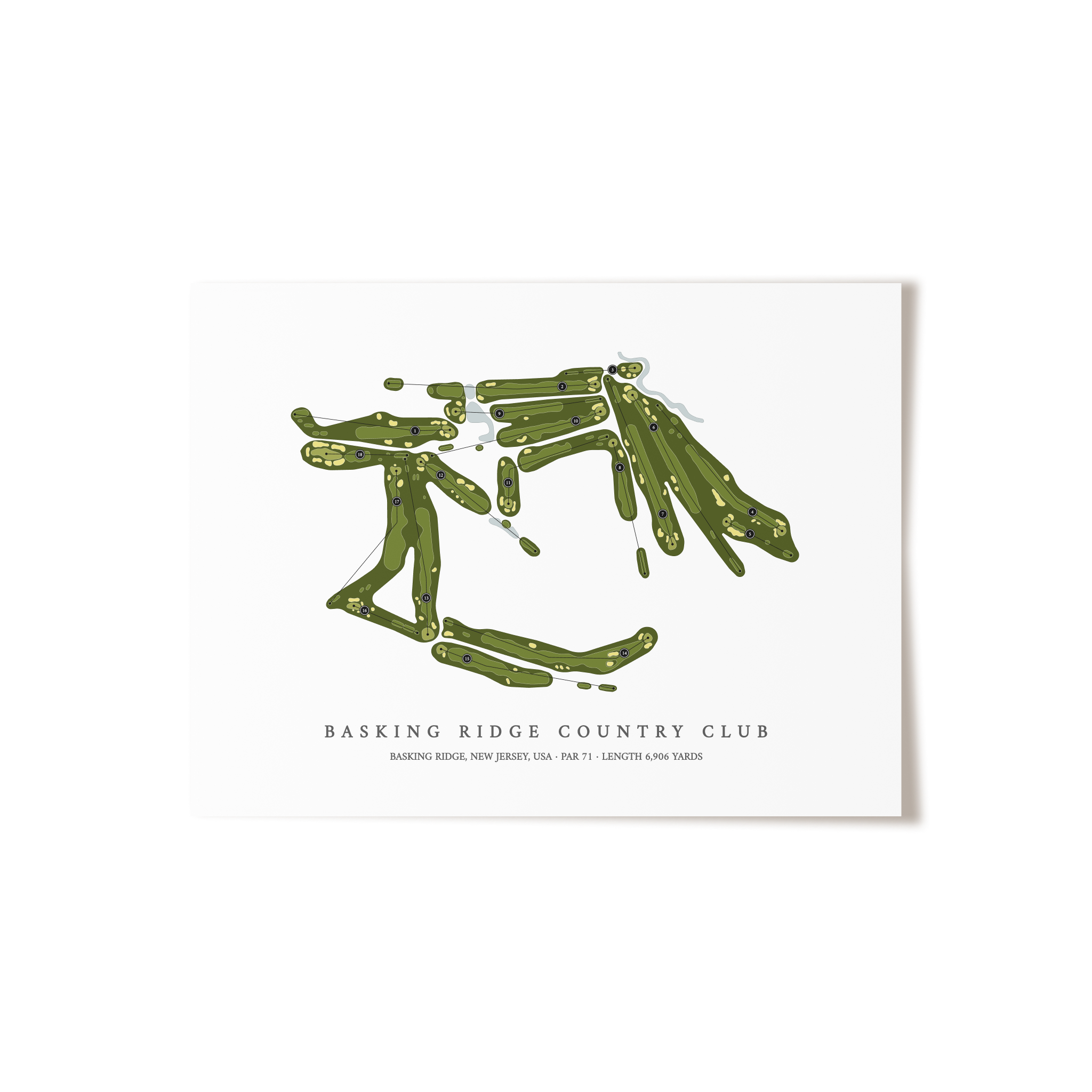 Basking Ridge Country Club | Golf Course Map | Unframed