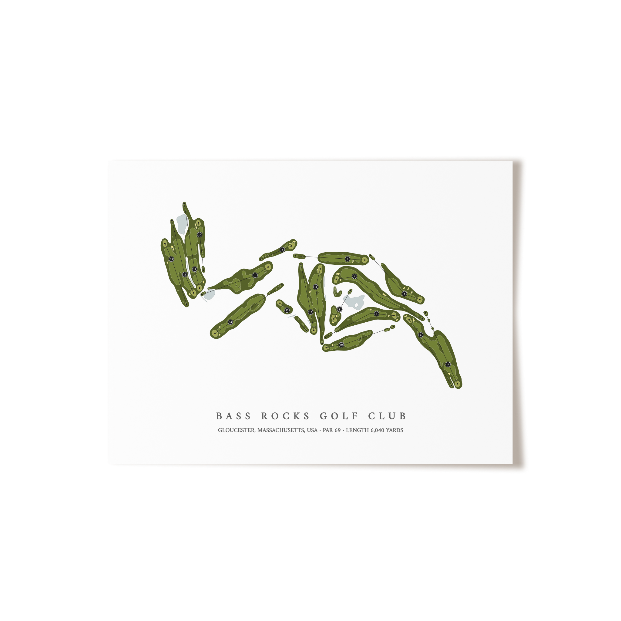 Bass Rocks Golf Club | Golf Course Map | Unframed