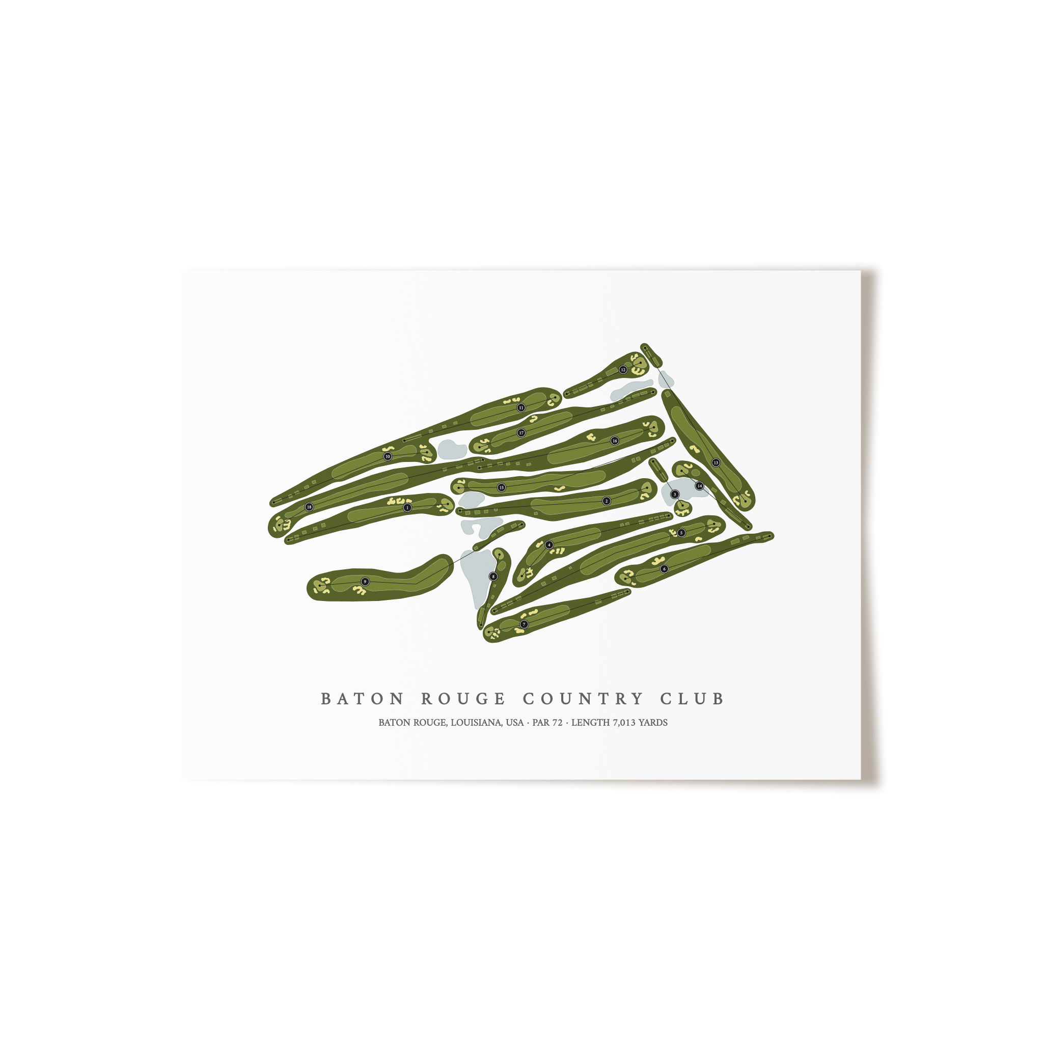 Baton Rouge Country Club | Golf Course Map | Unframed