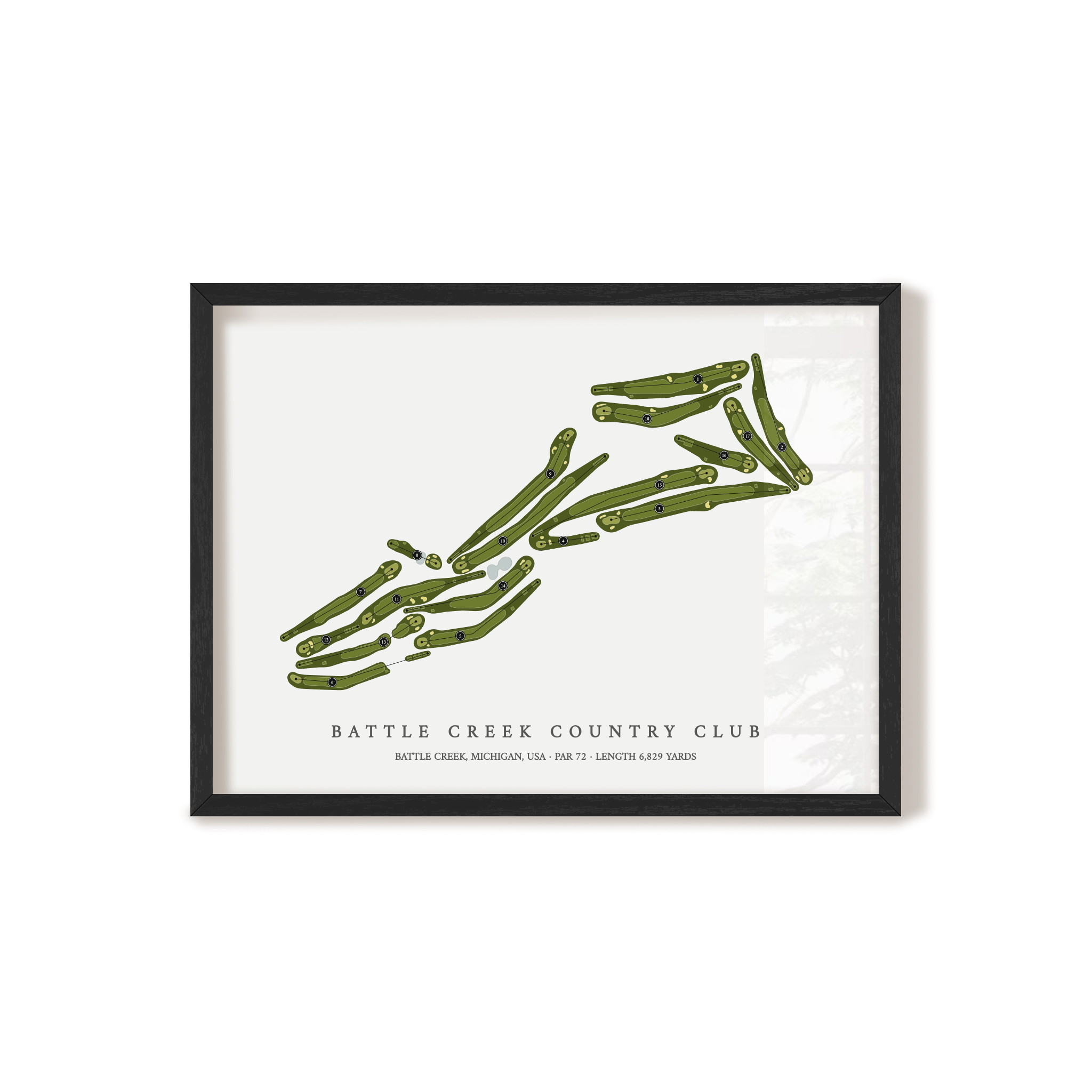 Battle Creek Country Club | Golf Course Map | Black Frame