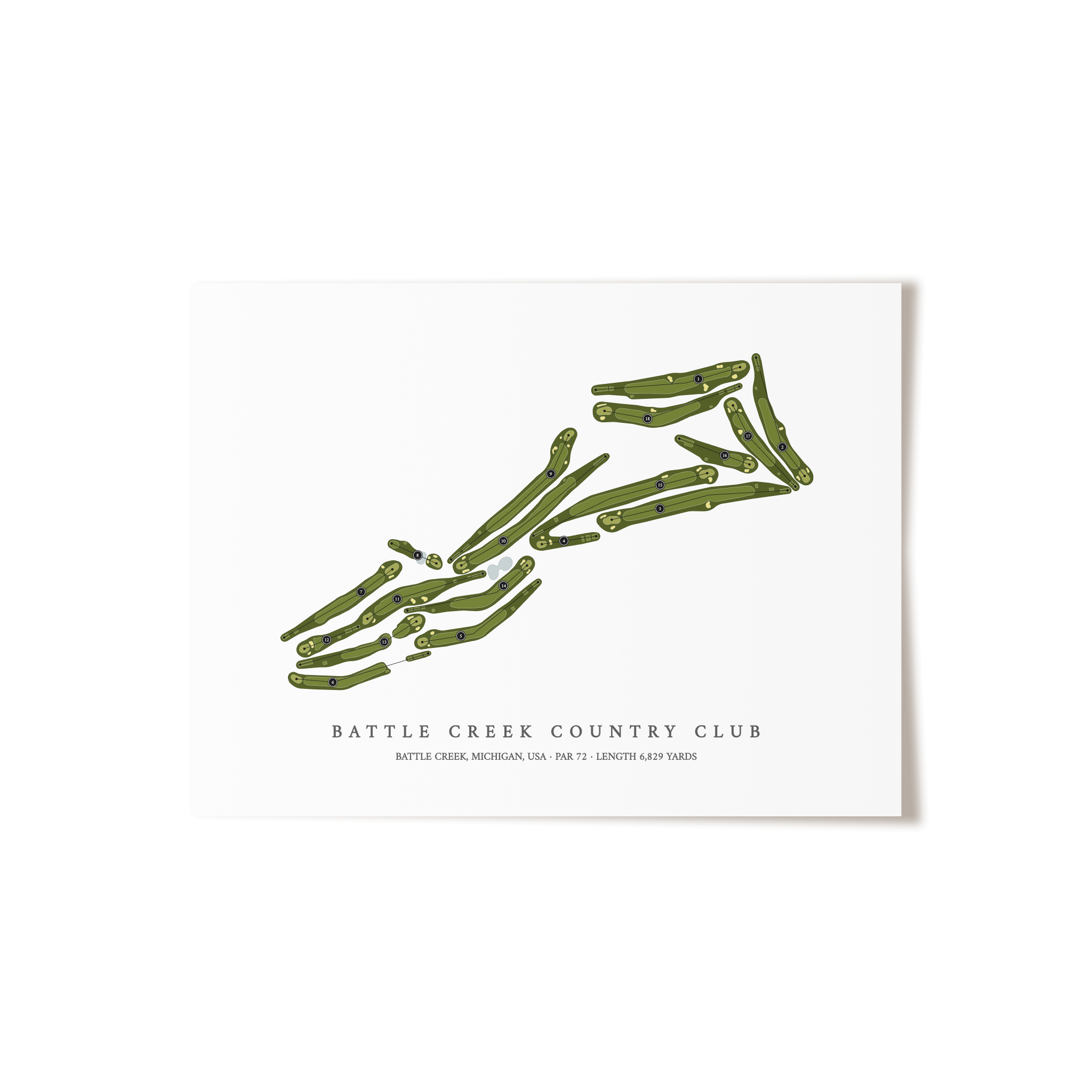 Battle Creek Country Club | Golf Course Map | Unframed