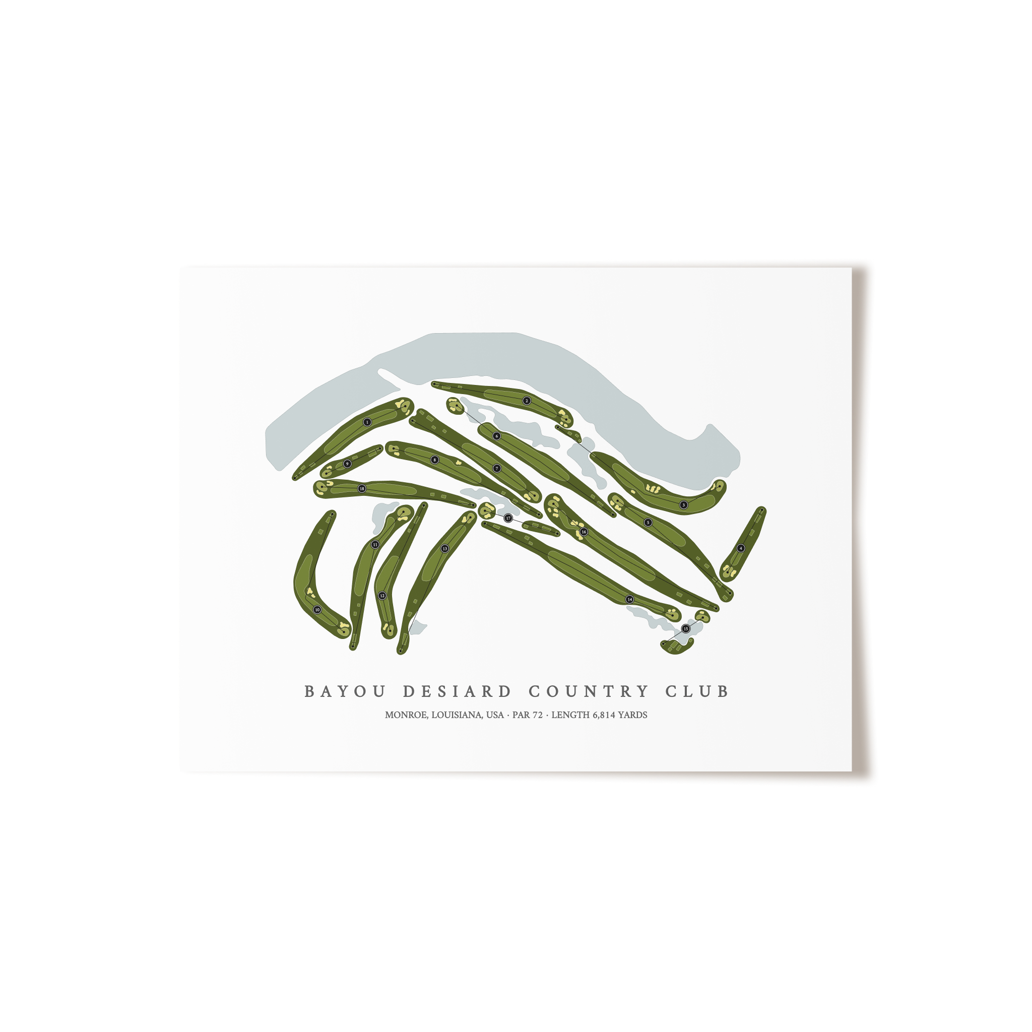 Bayou DeSiard Country Club | Golf Course Map | Unframed
