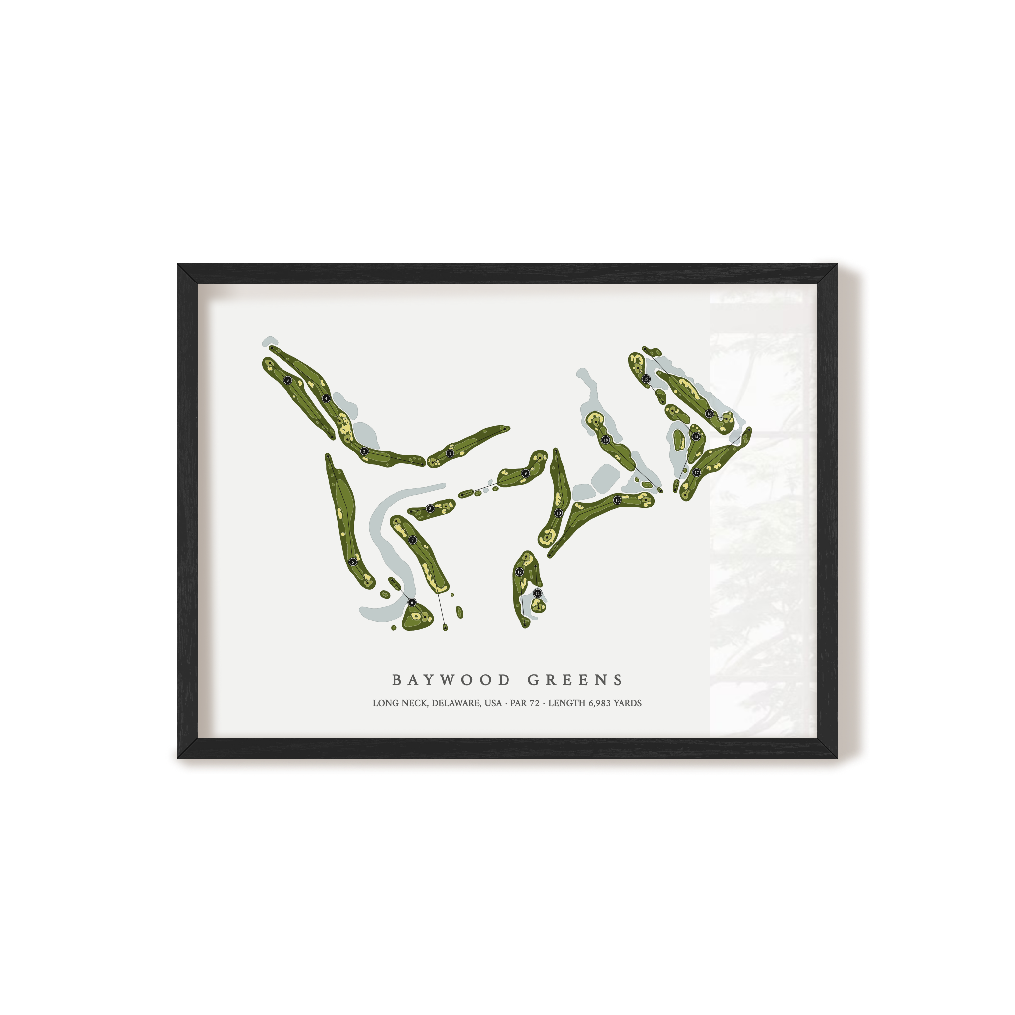 Baywood Greens | Golf Course Map | Black Frame