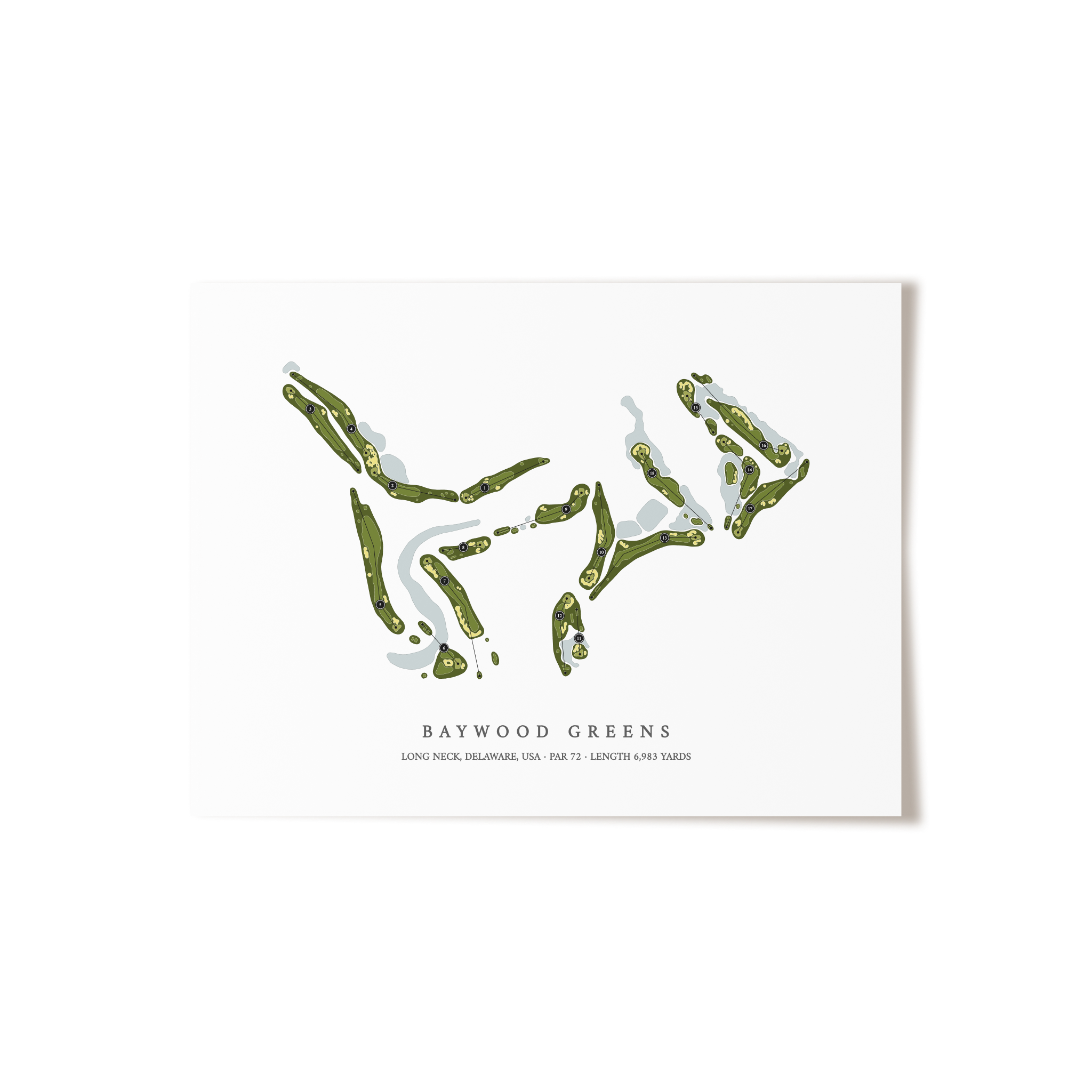 Baywood Greens | Golf Course Map | Unframed