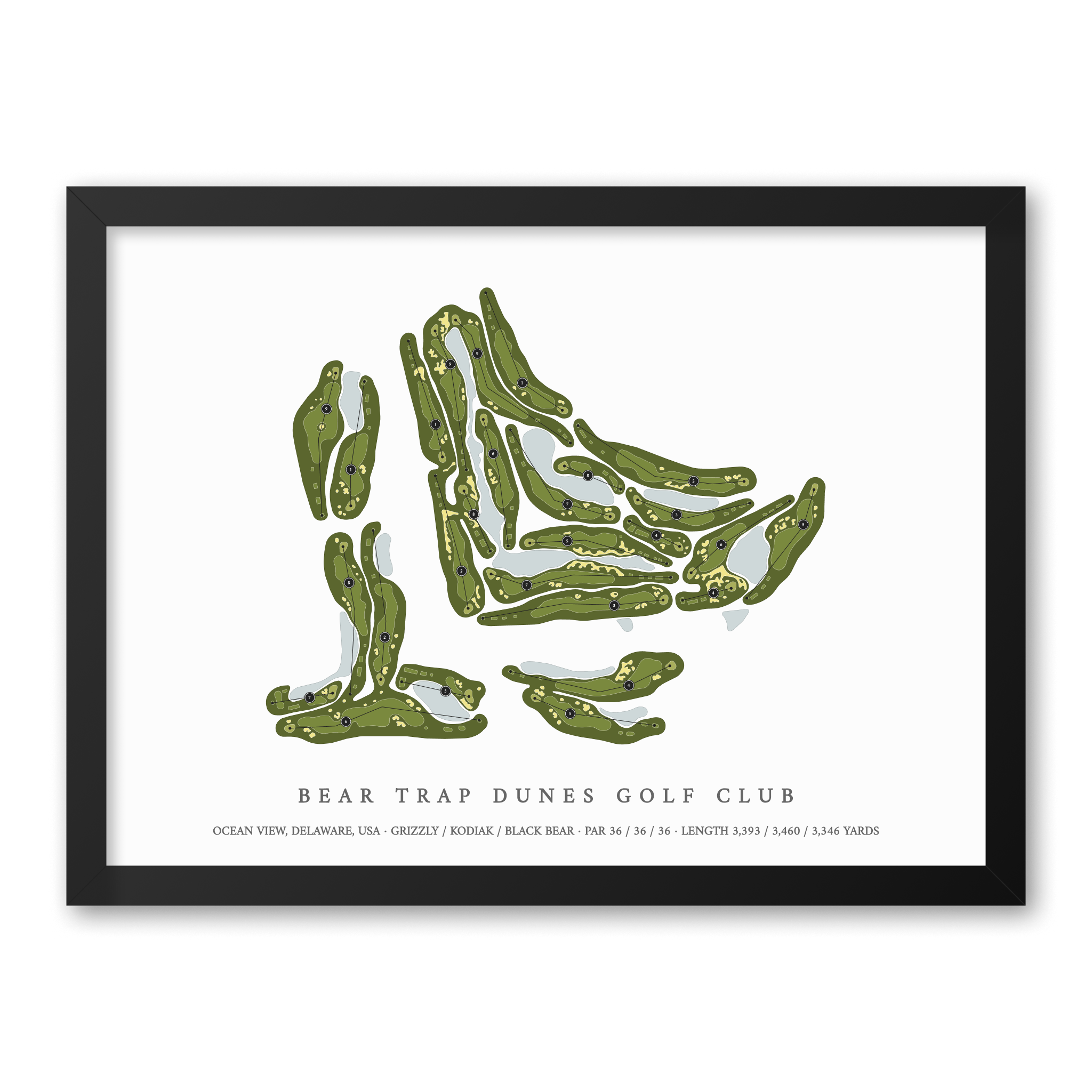 Bear Trap Dunes Golf Club | Golf Course Map | Black Frame