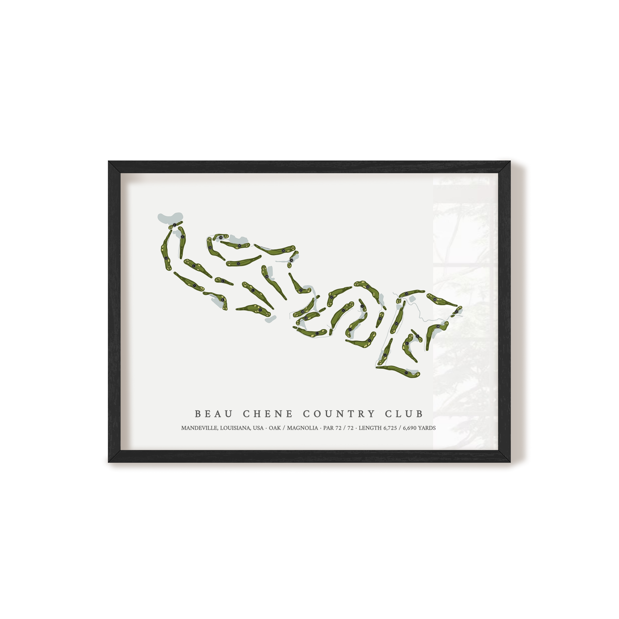 Beau Chene Country Club | Golf Course Map | Black Frame