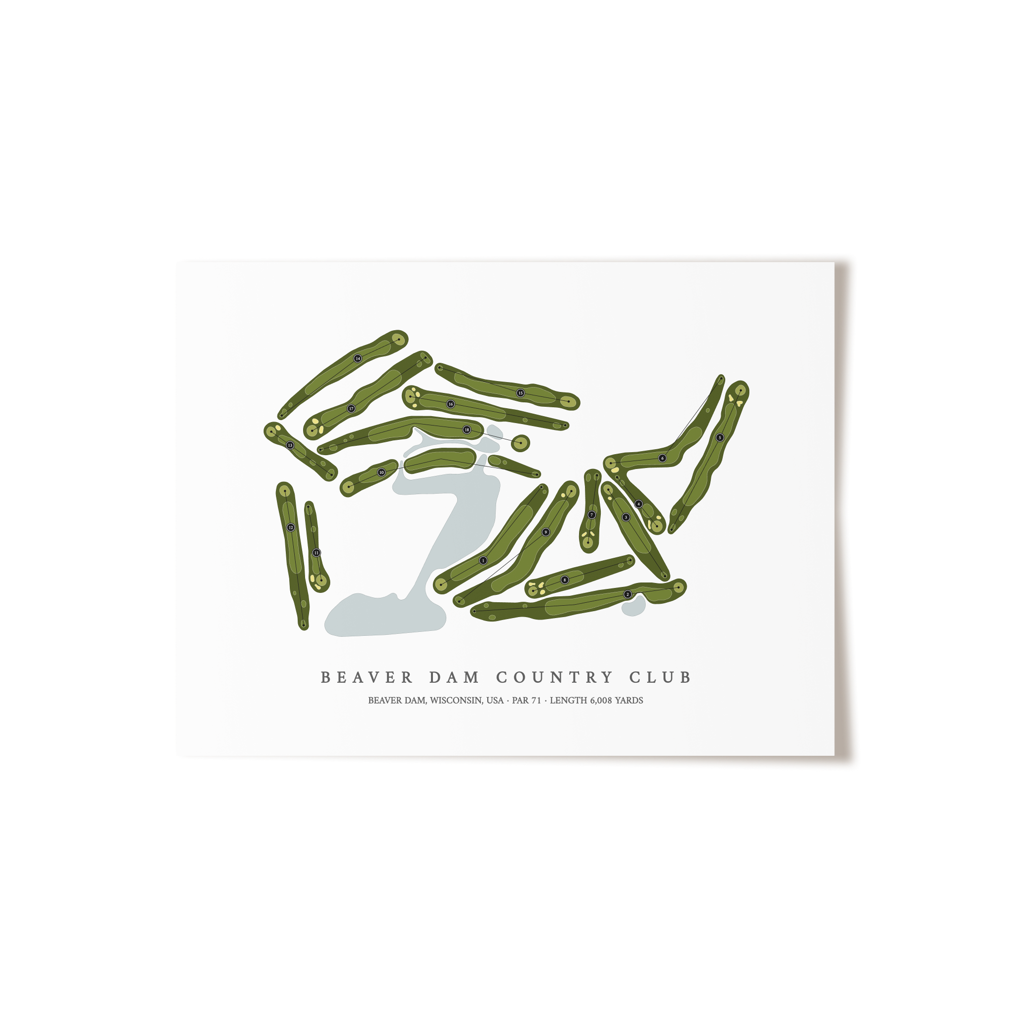 Beaver Dam Country Club | Golf Course Map | Unframed