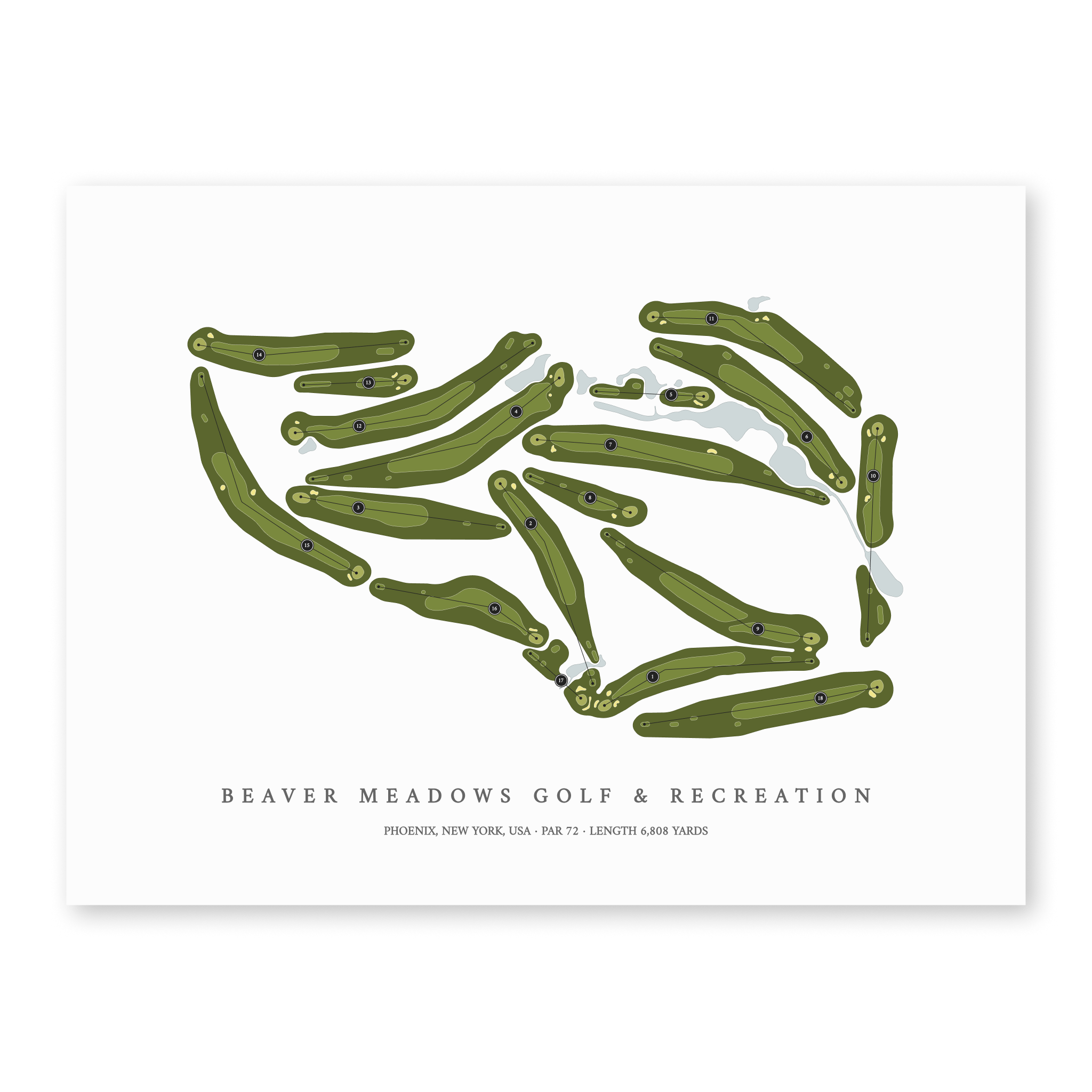 Beaver Meadows Golf & Recreation | Golf Course Map | Unframed