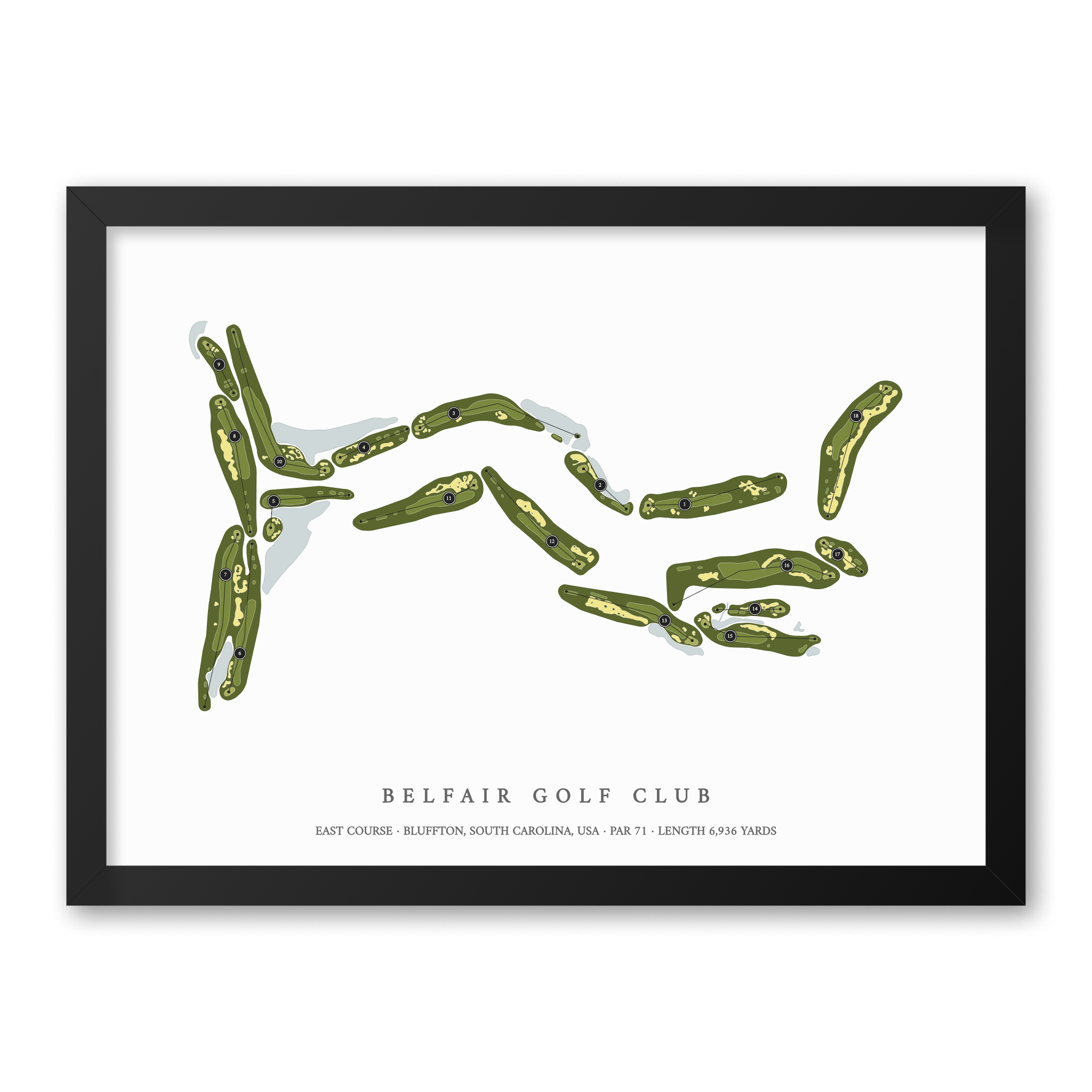 Belfair Golf Club - East Course | Golf Course Map | Black Frame