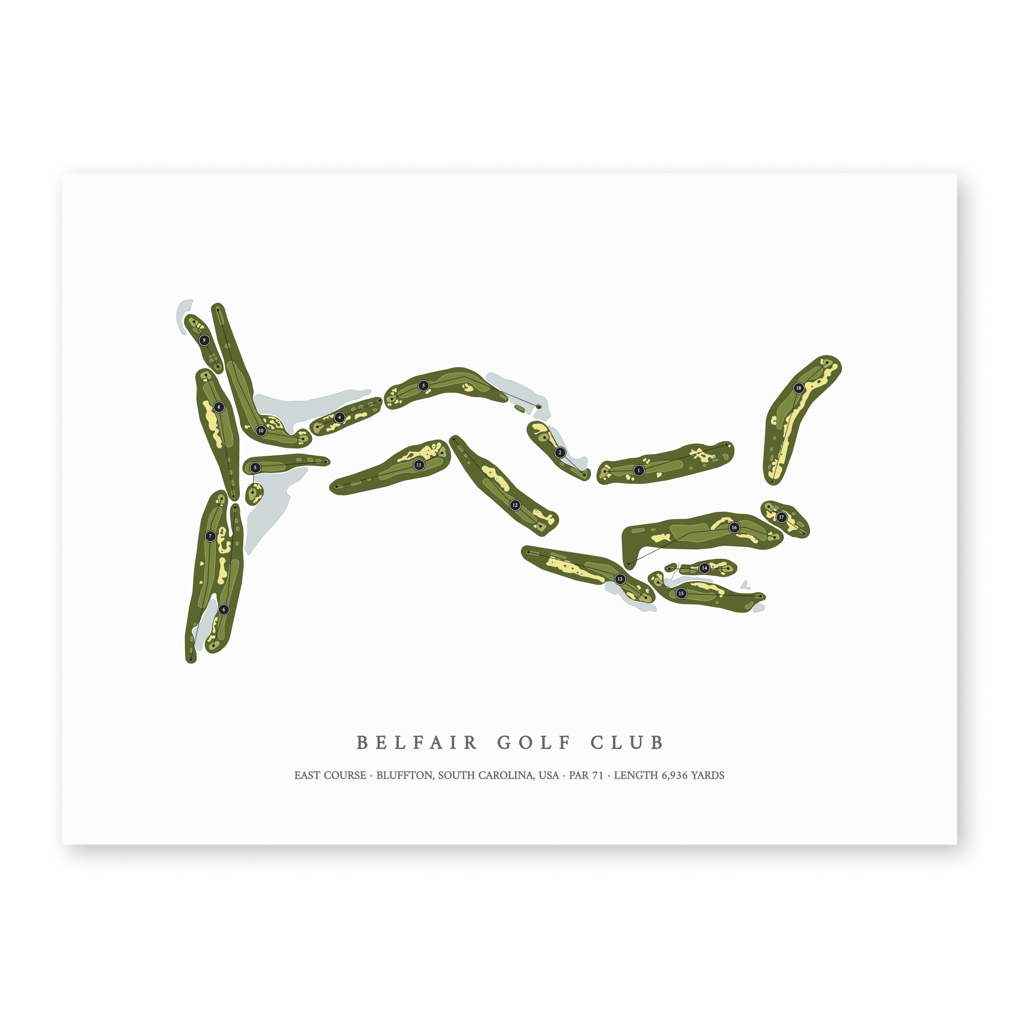Belfair Golf Club - East Course | Golf Course Map | Unframed