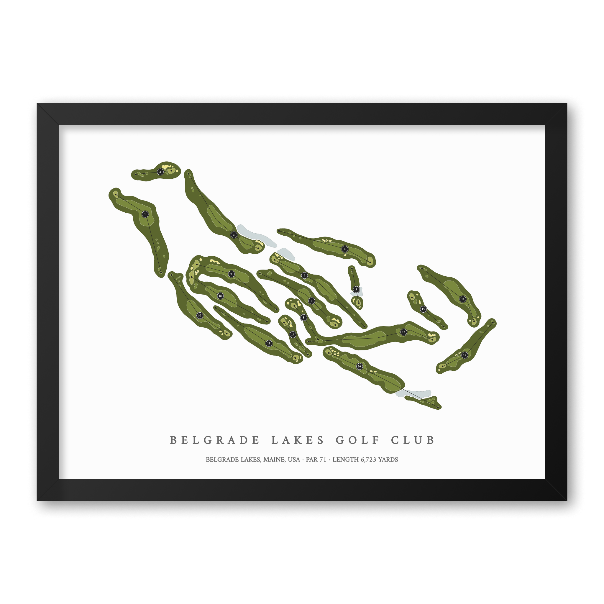 Belgrade Lakes Golf Club | Golf Course Print | Black Frame