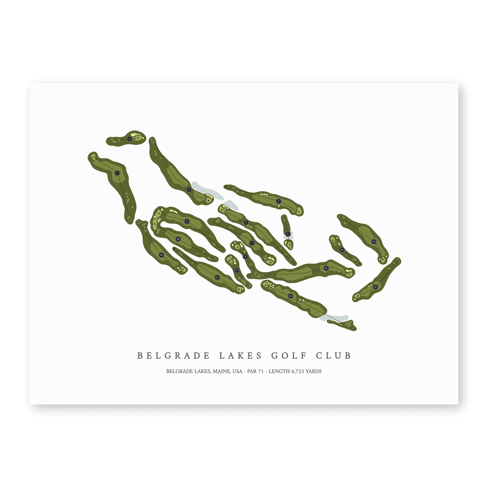 Belgrade Lakes Golf Club | Golf Course Print | Unframed