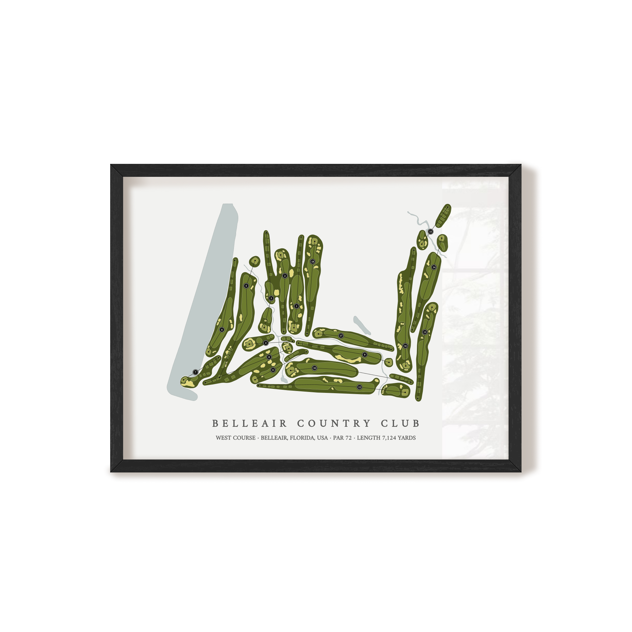 Belleair Country Club - West Course | Golf Course Map | Black Frame