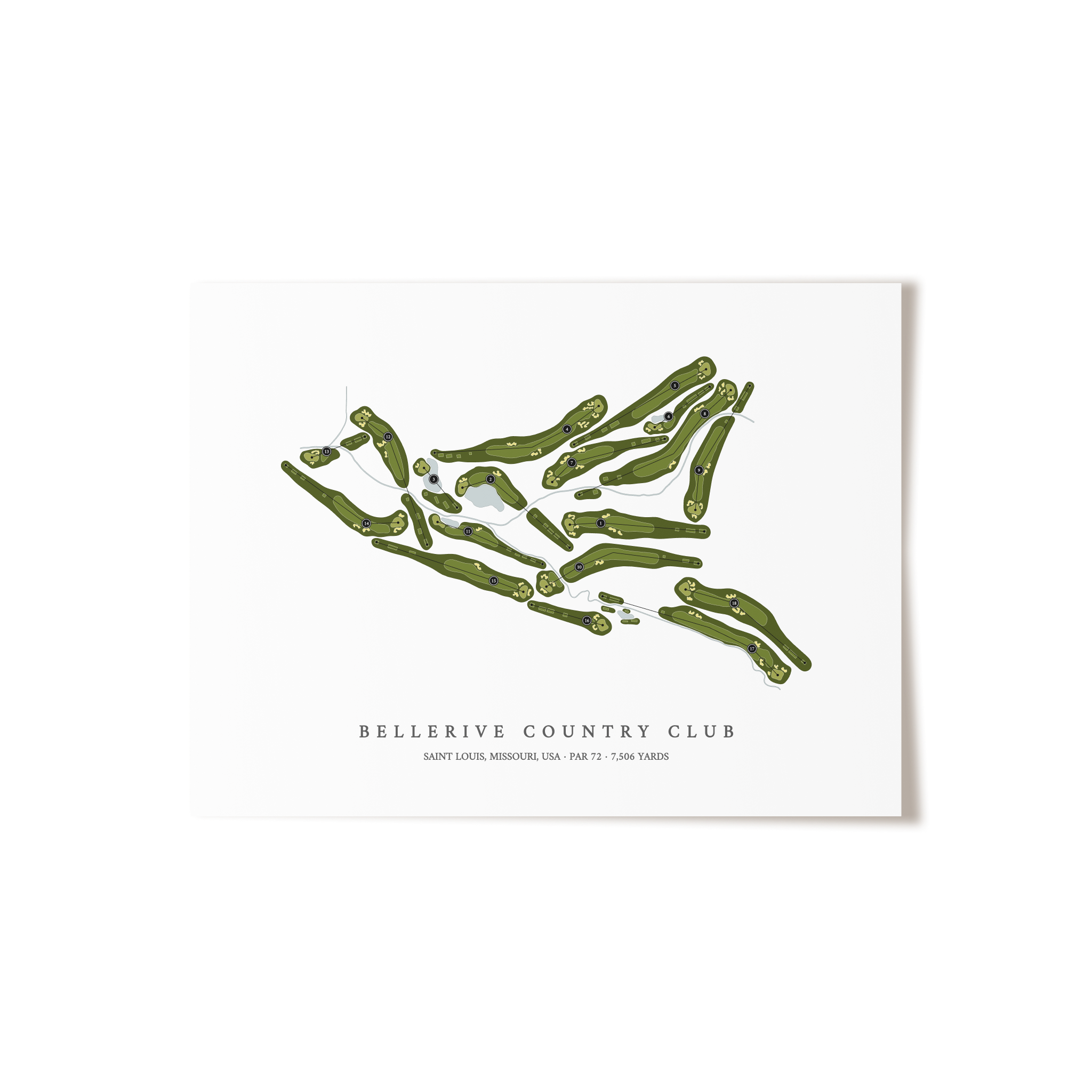 Bellerive Country Club | Golf Course Map | Unframed