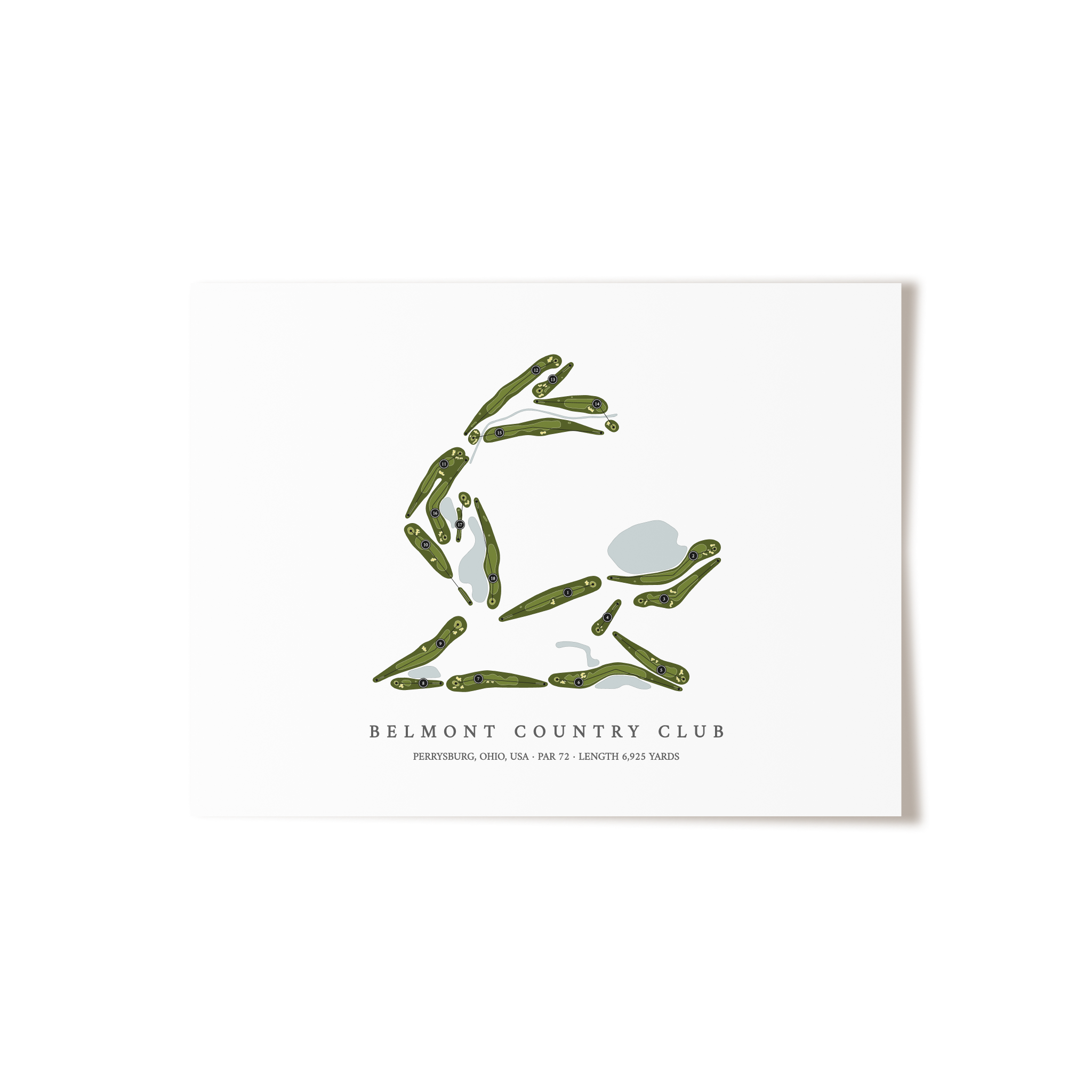 Belmont Country Club | Golf Course Map | Unframed