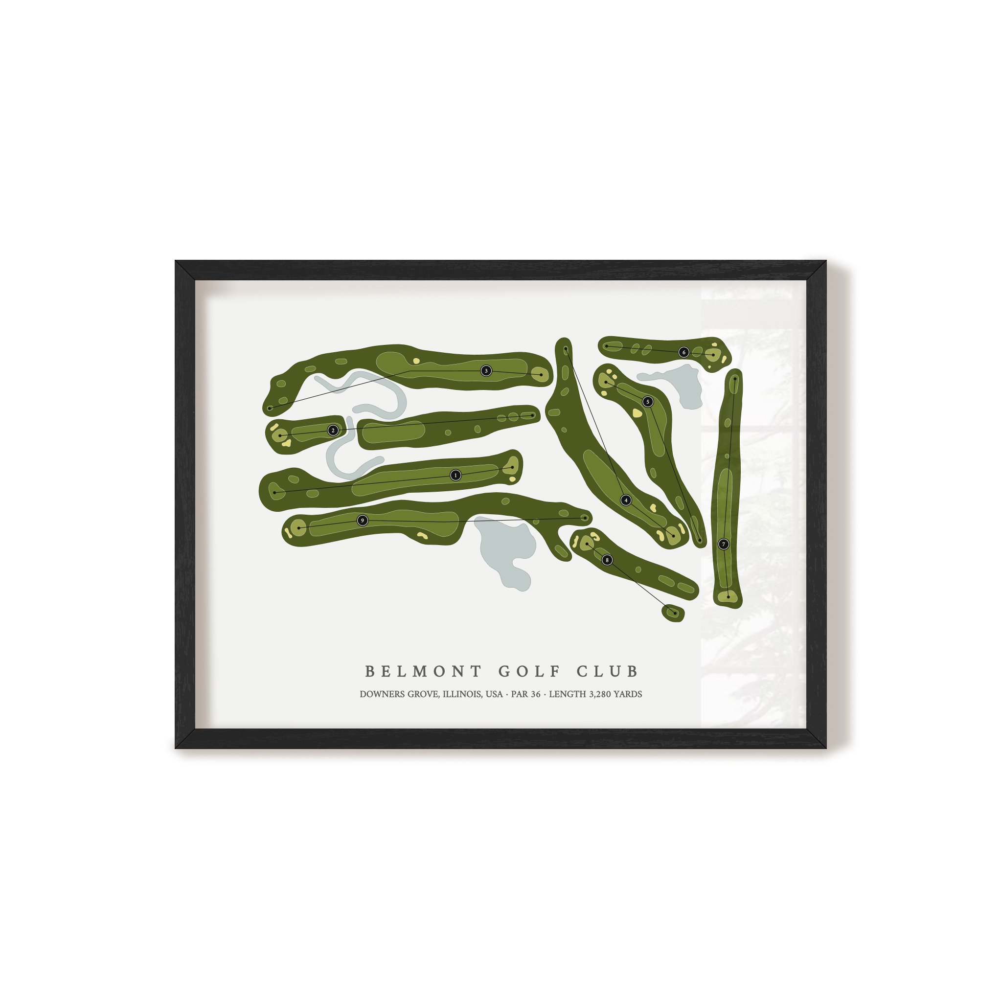 Belmont Golf Club | Golf Course Map | Black Frame