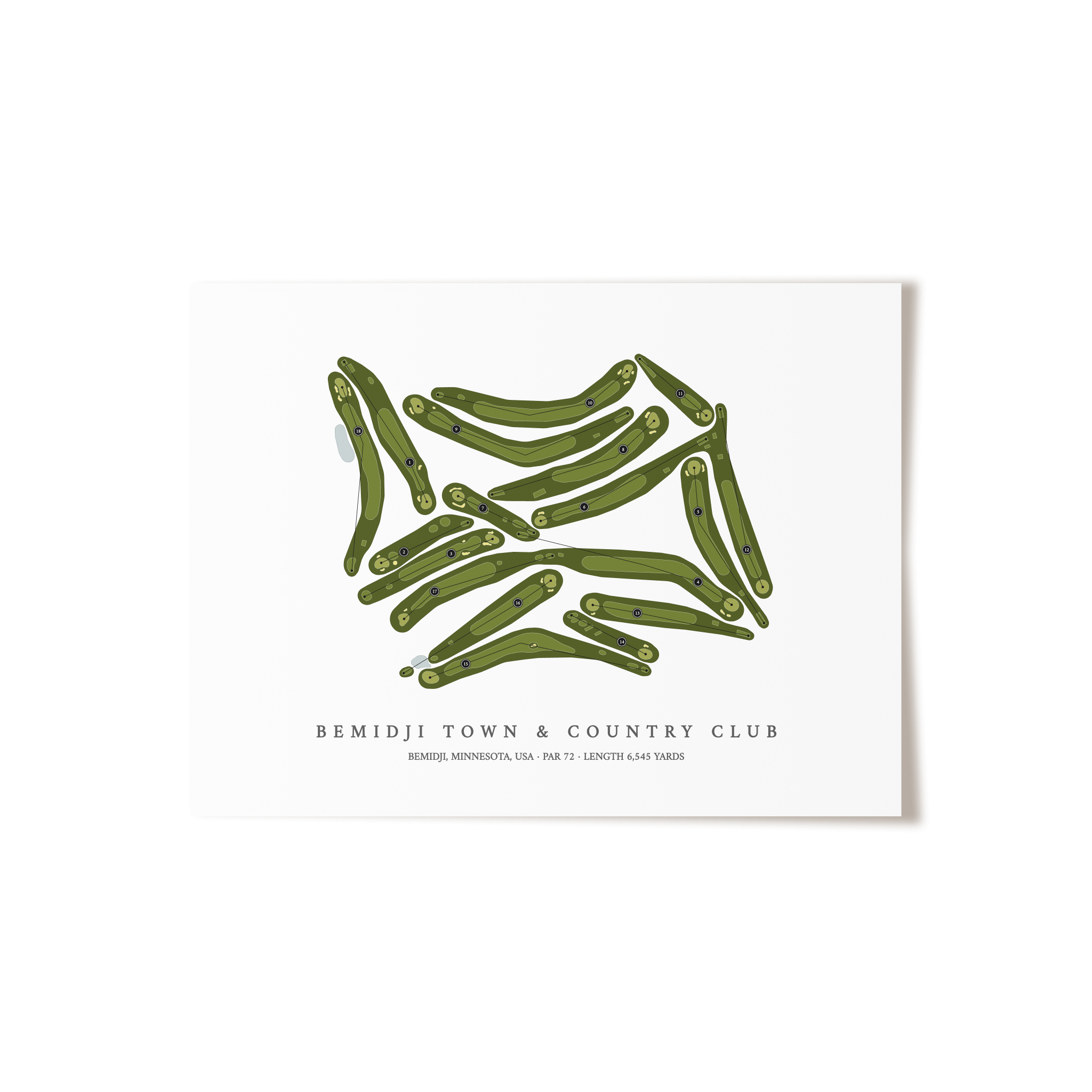 Bemidji Town & Country Club | Golf Course Map | Unframed