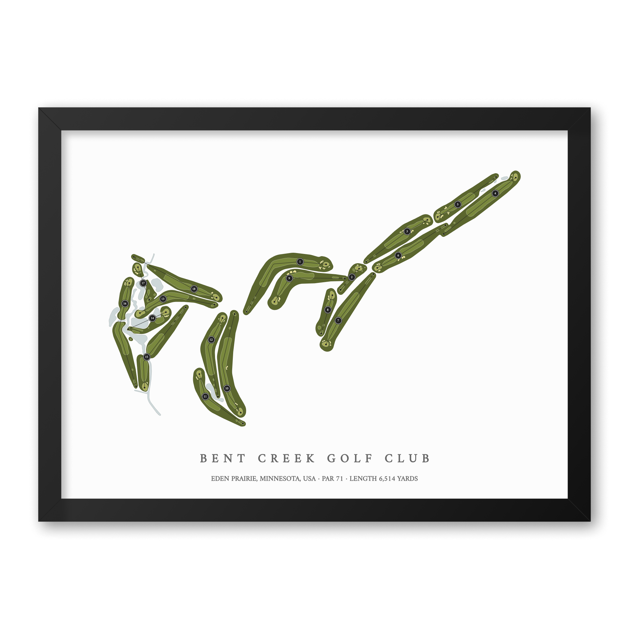Bent Creek Golf Club | Golf Course Map | Black Frame