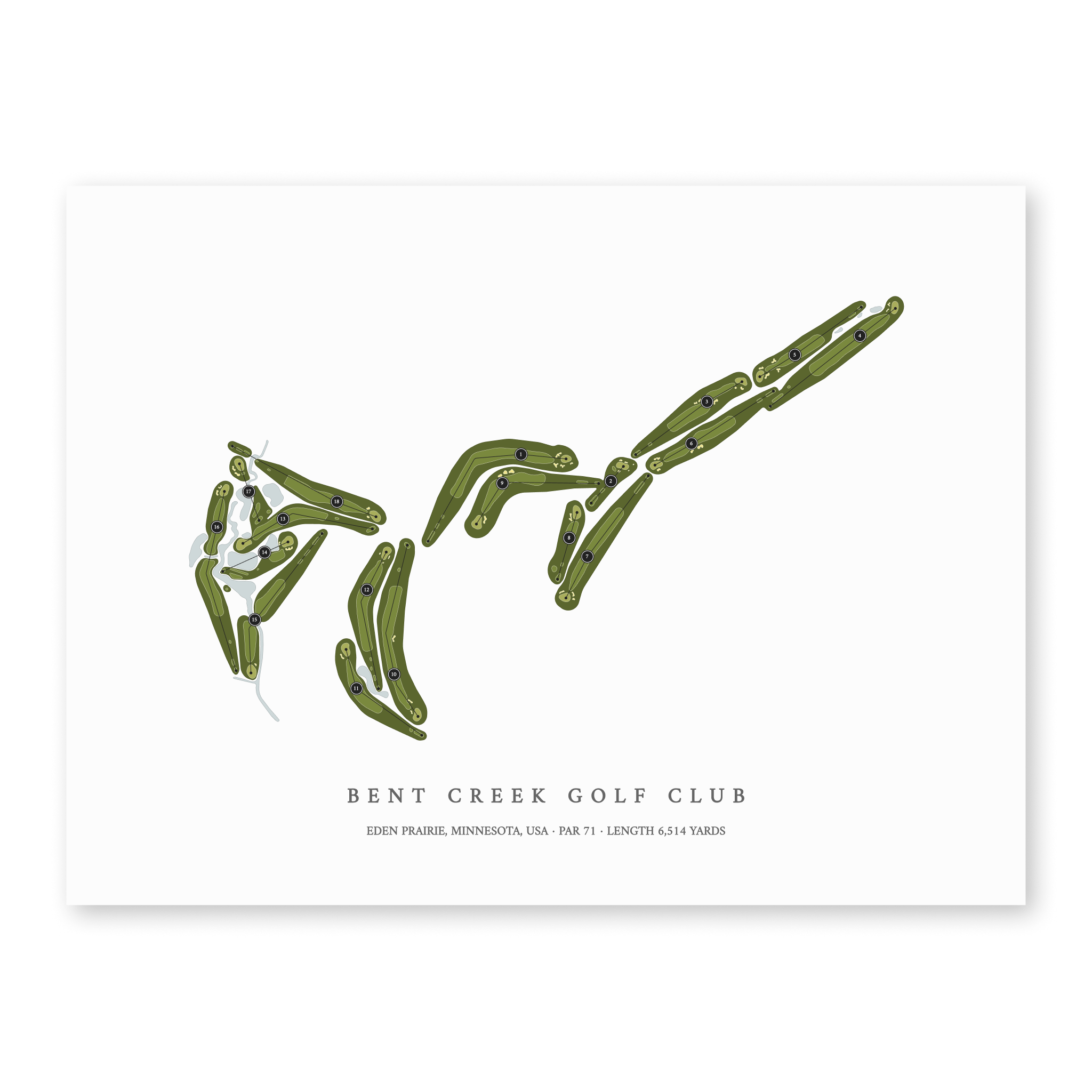 Bent Creek Golf Club | Golf Course Map | Unframed