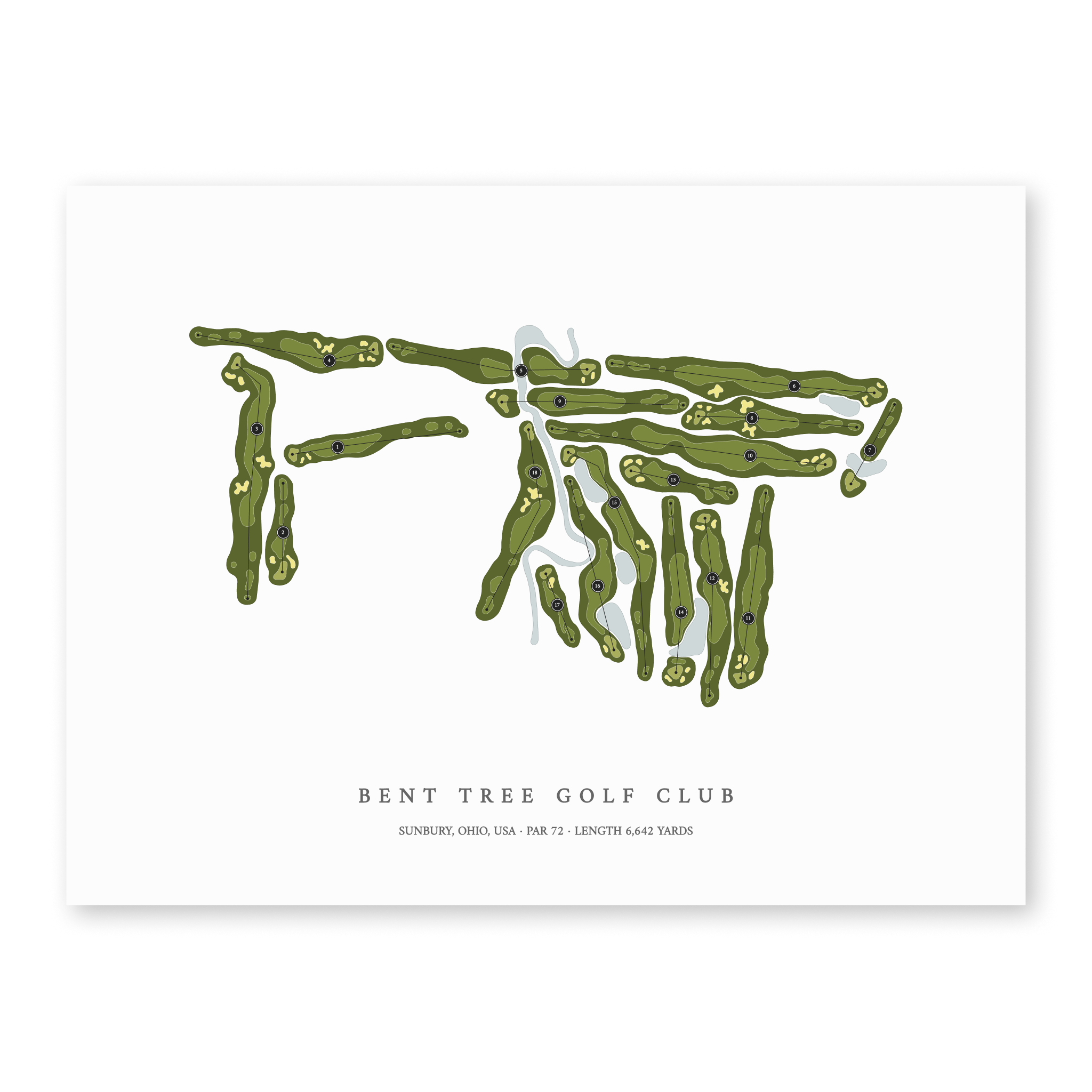 Bent Tree Golf Club | Golf Course Map | Unframed